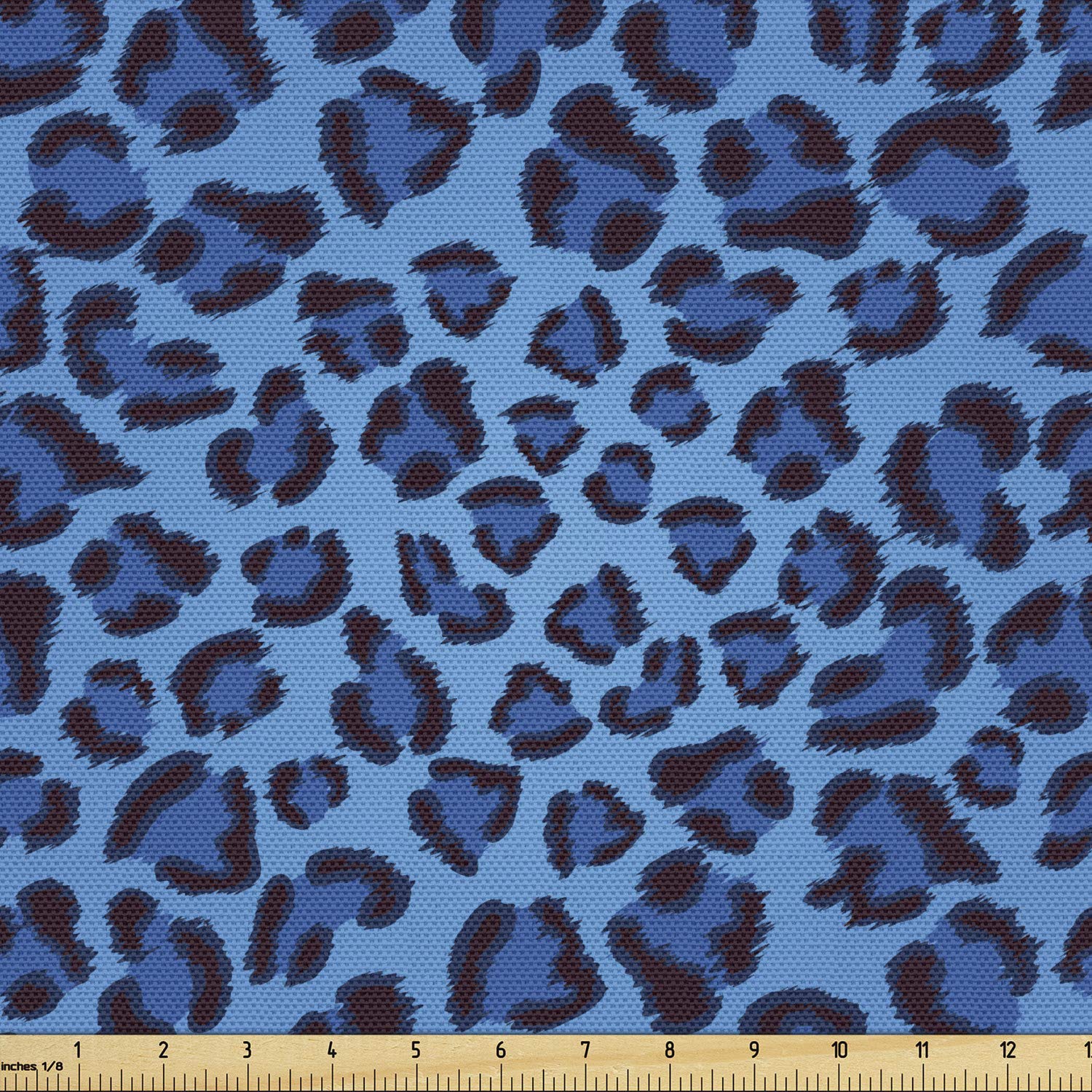 Lunarable Leopard Print Fabric by The Yard - Soft Blue Animal Print Design for Upholstery, Curtains & Home Decor | 10 Yards of Premium Decorative Fabric for DIY Projects, Furniture Makeovers & Contemporary Interior Design