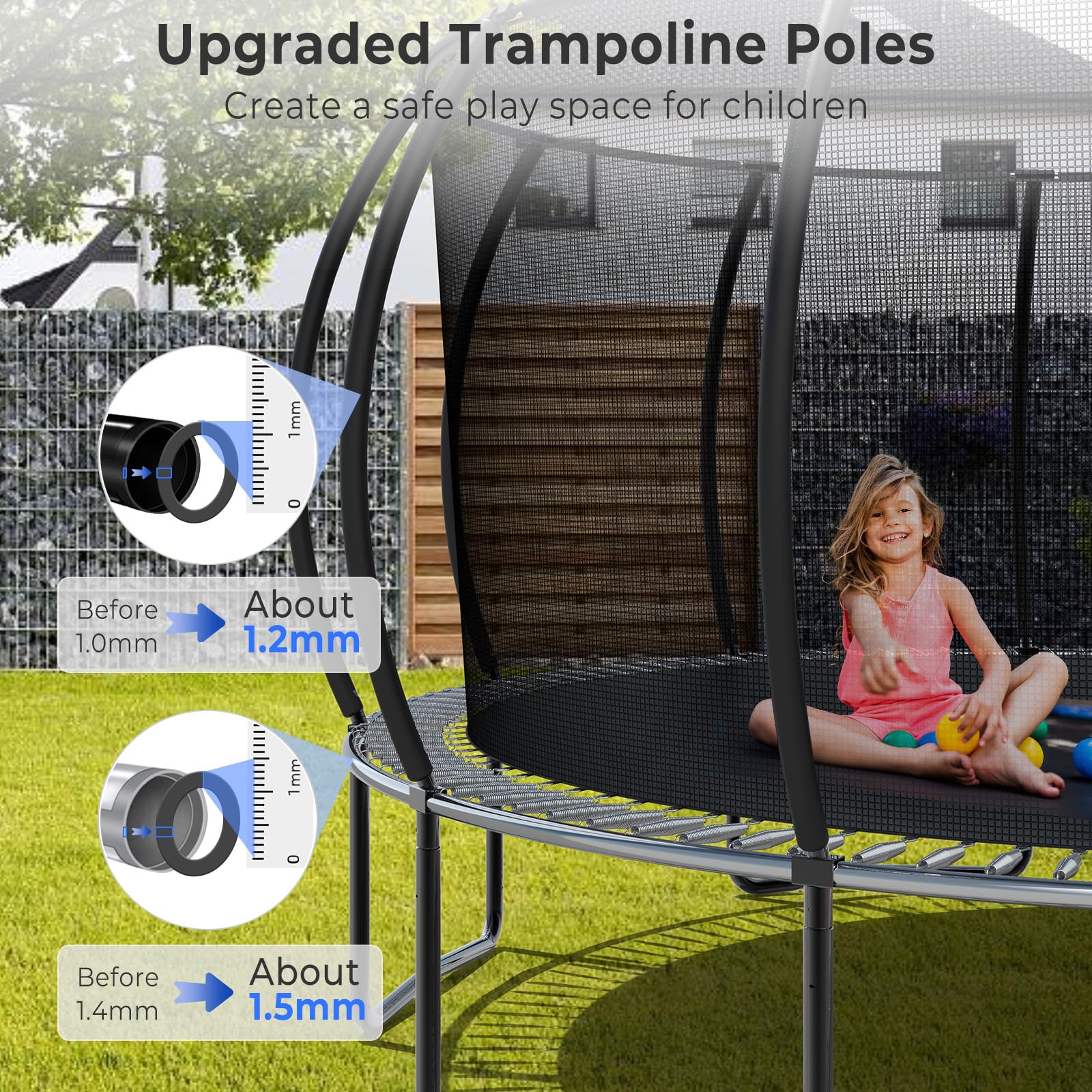 10FT 12FT 14FT 15FT 16FT Large Outdoor Trampoline with Basketball Hoop & LED Lights - Heavy Duty Recreational Trampoline for Kids & Adults with Safety Net, Sprinkler & Anchor Stakes | Perfect for Backyard Fun, Exercise & Family Outdoor Activities