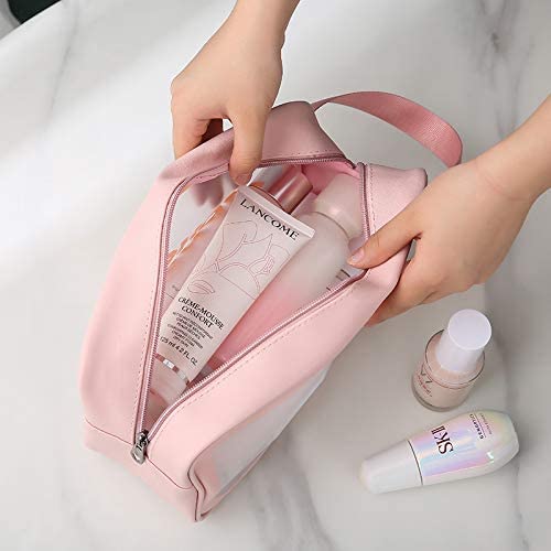 PU Clear Travel Cosmetic Organizer Bag - Large Makeup Pouch & Toiletry Bag for Women and Girls | Perfect for Airplane Carry-on, Gym Essentials & Bathroom Storage