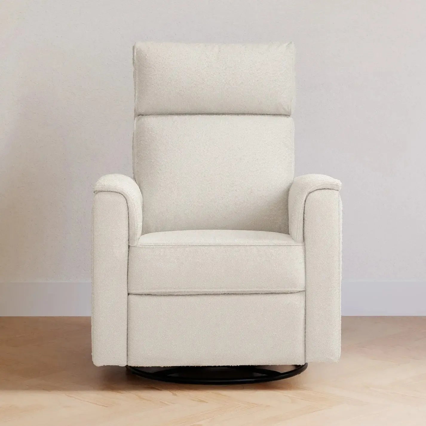 Monogram by Namesake Willa Power Recliner with Adjustable Headrest - Ivory Boucle Fabric & Wood Base (Exclusive) - Perfect for Living Room, Home Theater & Relaxation