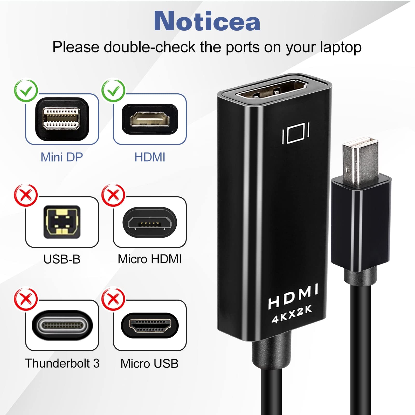 Lenovo ThinkPad T450s Mini DisplayPort to HDMI Adapter 2-Pack - Compatible with MacBook Air/Pro, Microsoft Surface Pro/Dock, Projectors - Perfect for Home Office, Presentations & Multi-Monitor Setup