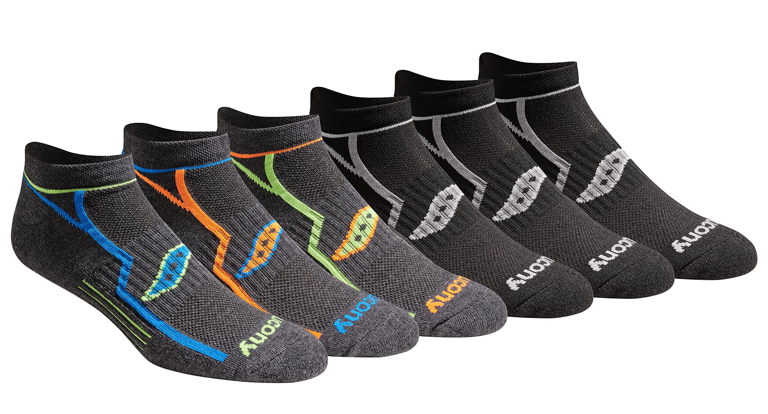 Saucony Men's Running Socks - Moisture Wicking No-Show Athletic Socks for Jogging & Workouts (6/12/18 Pairs Pack, Sizes M-XXL) - Perfect for Marathon Training & Gym Sessions