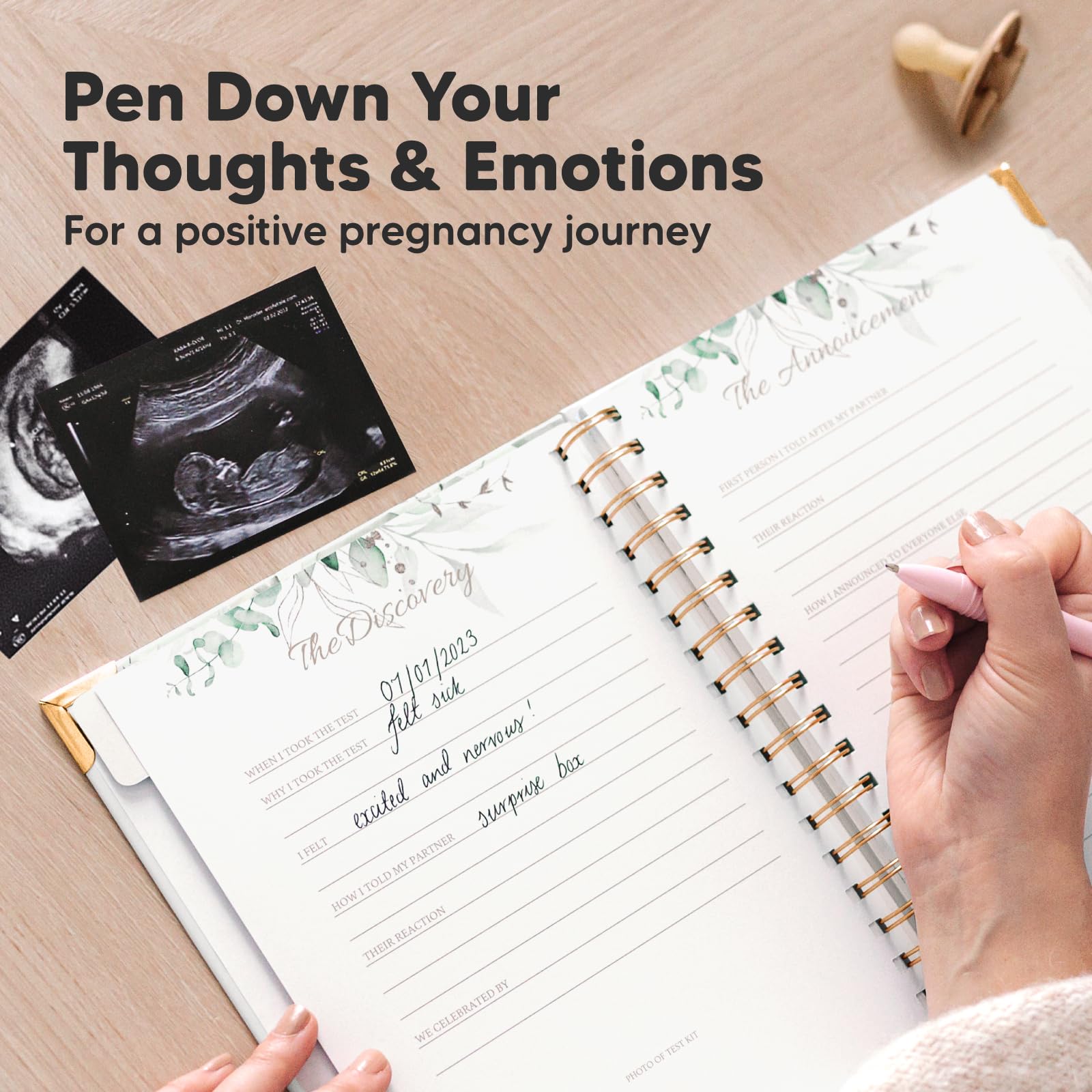 90-Page Hardcover Pregnancy Journal & Memory Book for First-Time Moms - Pregnancy Planner, Baby Memory Book with Ultrasound Pages, Mom Diary Keepsake (Alpine) - Perfect for Recording Pregnancy Milestones, Baby Growth & Creating Lasting Memories