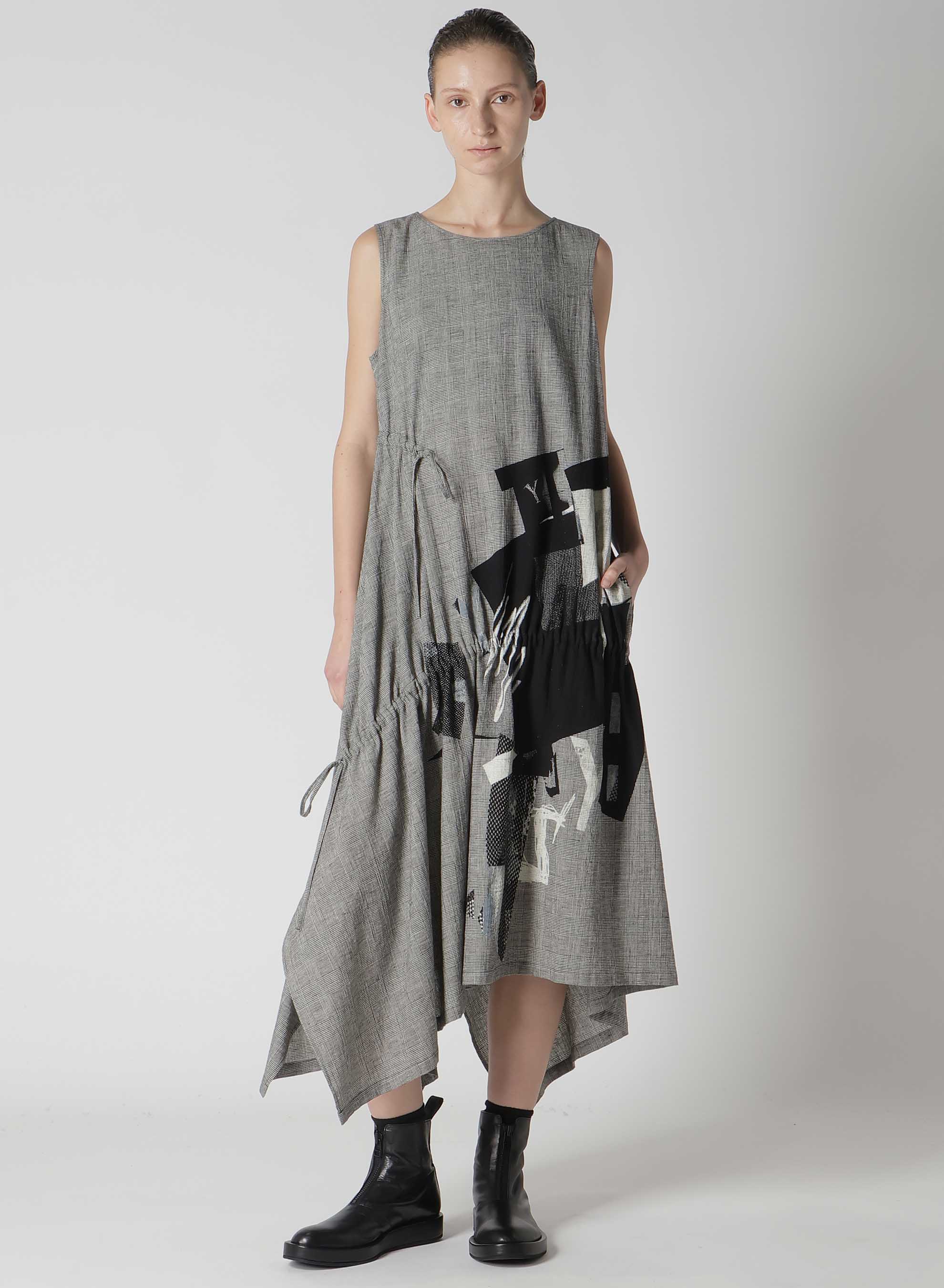 Stylish C/LI Plaid Collage Shirring Dress for Women - Trendy Floral Print A-Line Mini Dress for Casual Outings, Parties & Date Nights