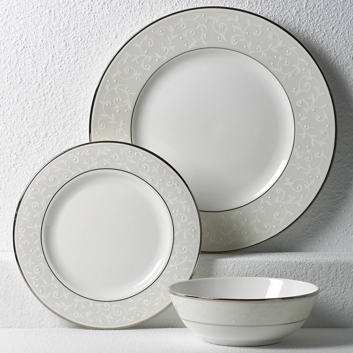 Opal Innocence 3-Piece Dinnerware Set - Elegant Plates, Bowls & Cups for Formal Dining, Casual Meals & Special Occasions