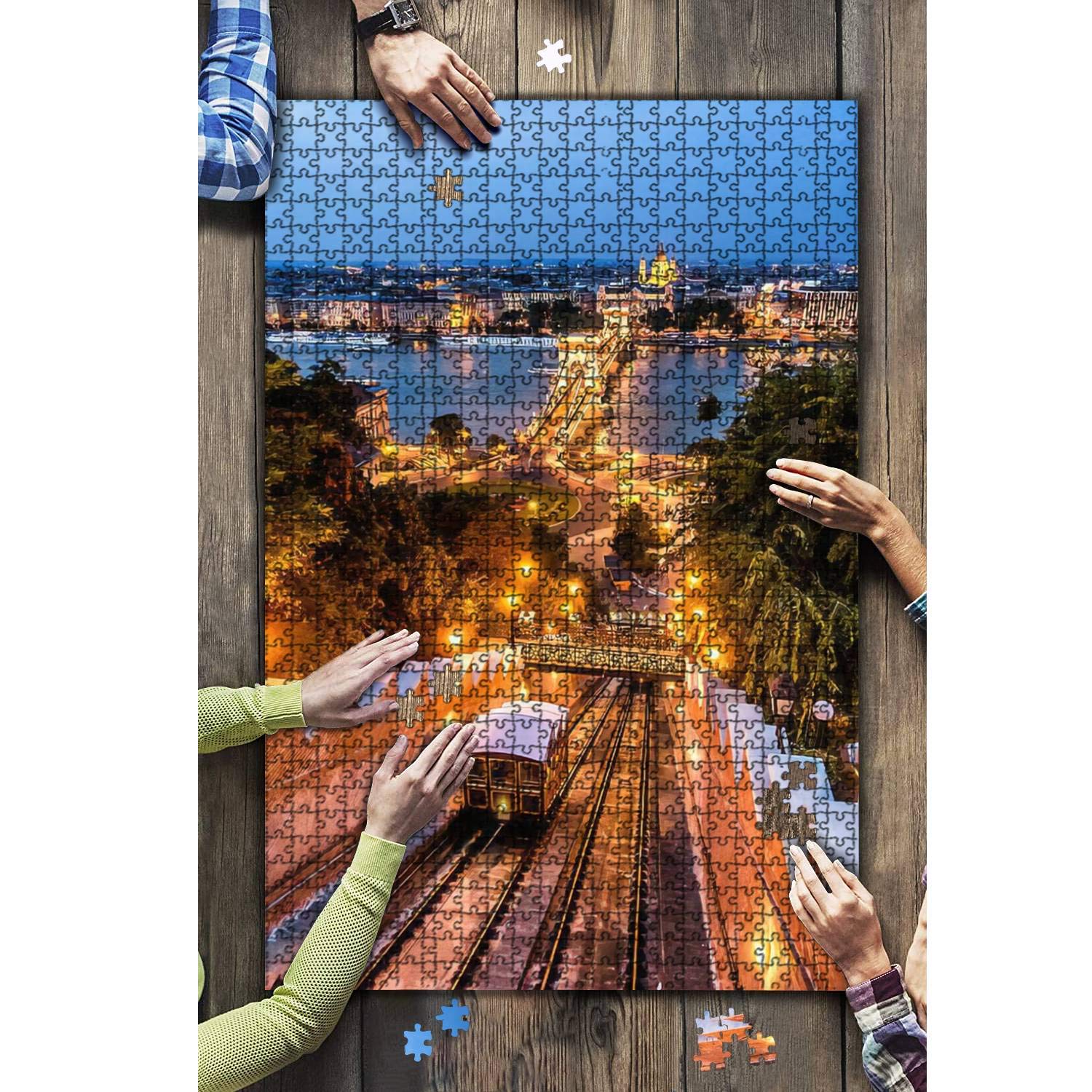 1000-Piece Wooden Jigsaw Puzzle - Chain Bridge Budapest Hungary Dusk Landscape with St. Stephen's Basilica | Challenging Adult Puzzle for Home Decoration, Family Game Night & Educational DIY Activity | Perfect Gift for Puzzle Lovers