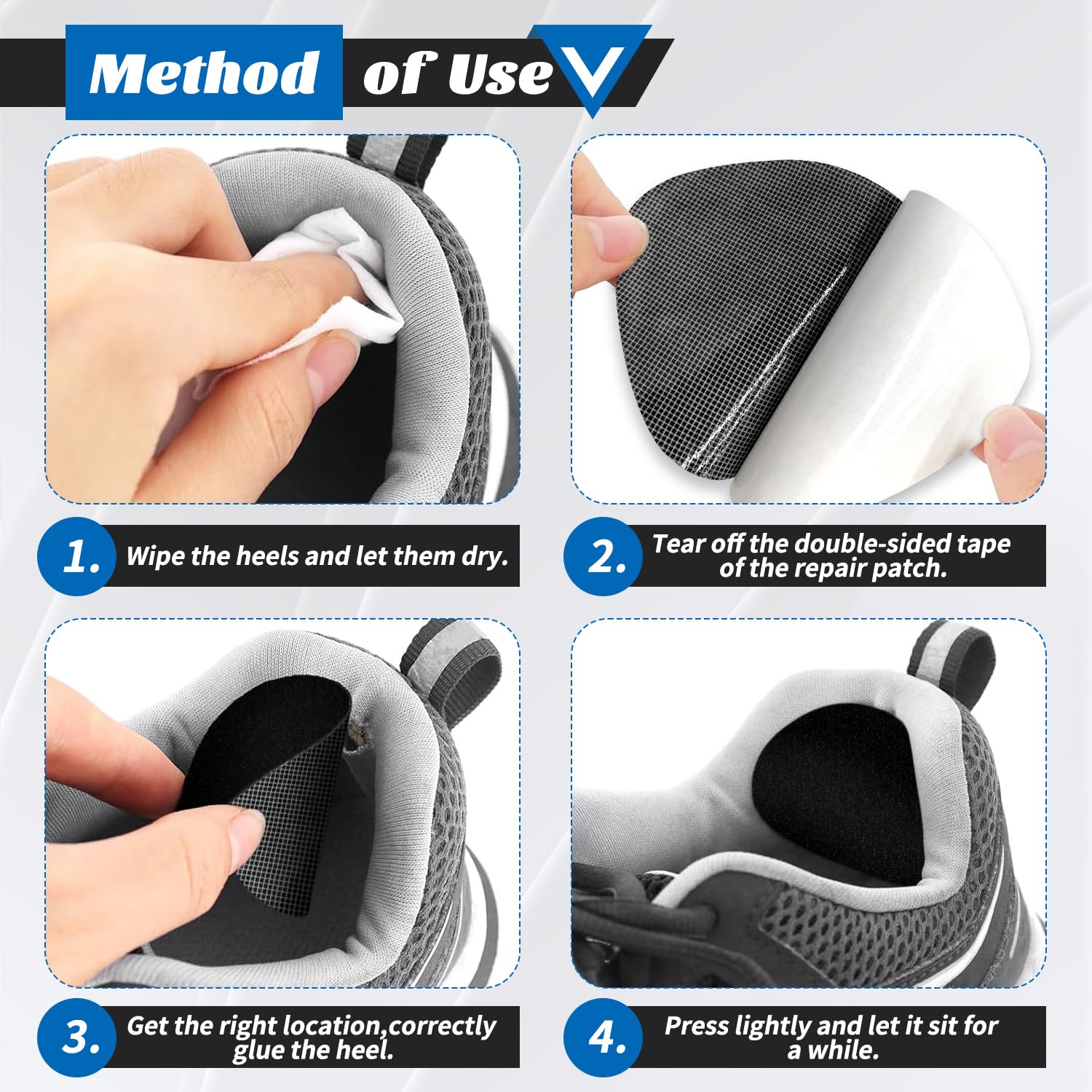UTXN 8-Piece Shoe Repair Patches for Holes - Self-Adhesive Coach Heel Repair Patches (Black & White) - Durable Leather Shoe Fixing Kit for Sneakers, Boots & Dress Shoes - Perfect for Home, Office & Travel Use