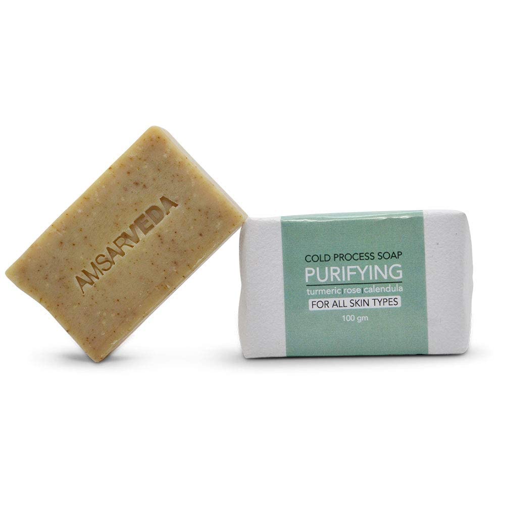 Purifying Amsarveda Cold Process Soap - Natural Handmade Bar Soap for Acne-Prone & Oily Skin - Gentle Face & Body Cleanser for Daily Skincare Routine