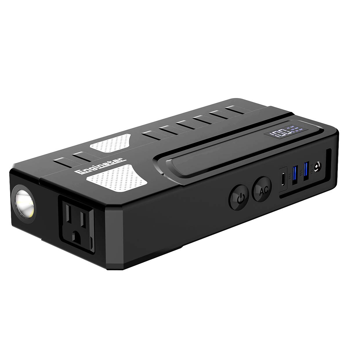 EnginStar 66000mWh Portable Power Bank - Car Jump Starter with AC/DC/USB Outlets, LED Flashlight for Laptops, Phones, Camping, Travel, Hunting, Fishing & Emergency Power Supply (Ideal for Road Trips, Outdoor Adventures & Power Outages)