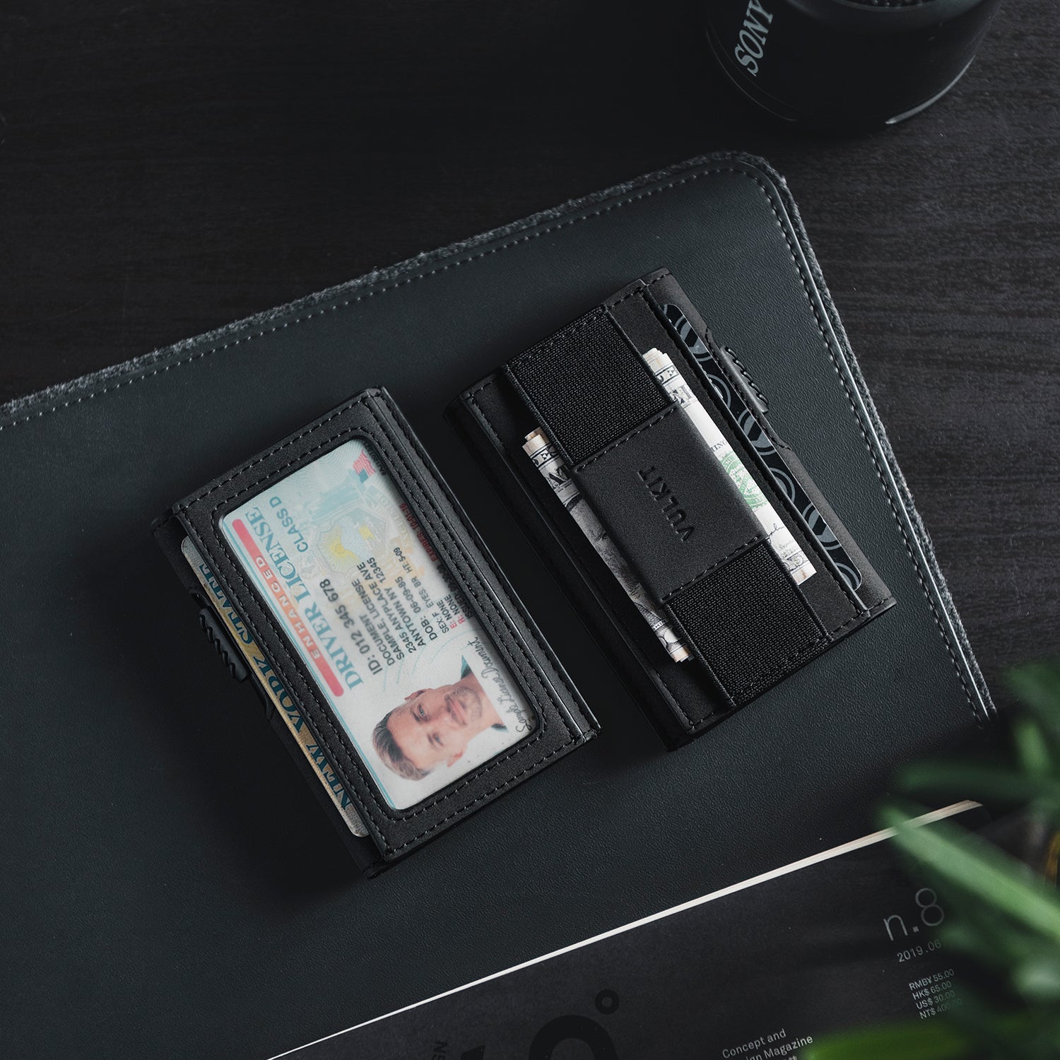 VC310 Elastic Money Band & Leather Wallet with Clear Window - Cash, Coin, and ID Card Holder for Everyday Use, Travel & Organization