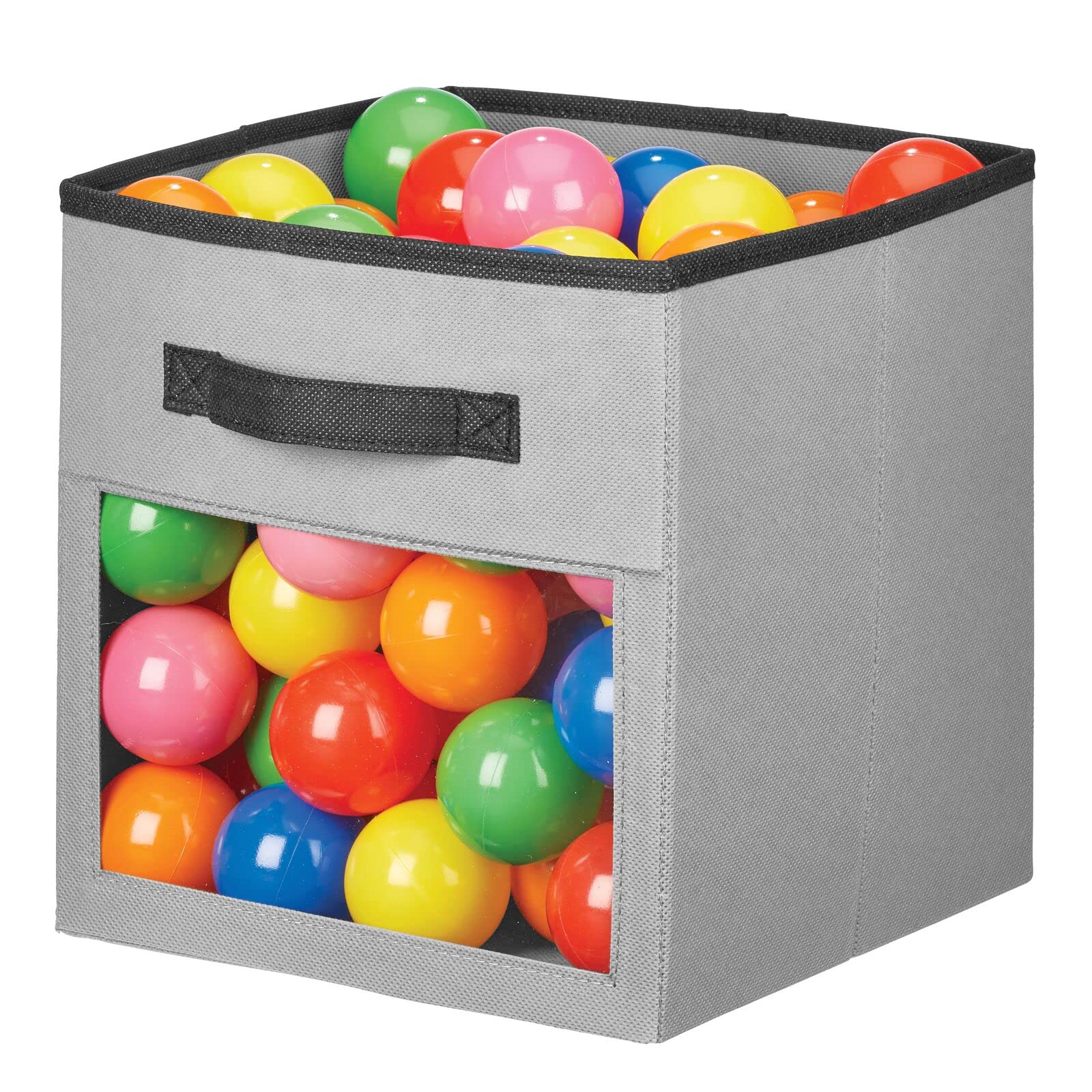 mDesign Fabric Storage Bins with Handles - 8 Pack Gray/Black Organizer Bins for Nursery, Playroom, Closet - Perfect for Toys, Clothes, Diapers & Bibs - Fits Cube Shelving Units - Jane Collection - Ideal for Home Organization & Kids' Room Storage