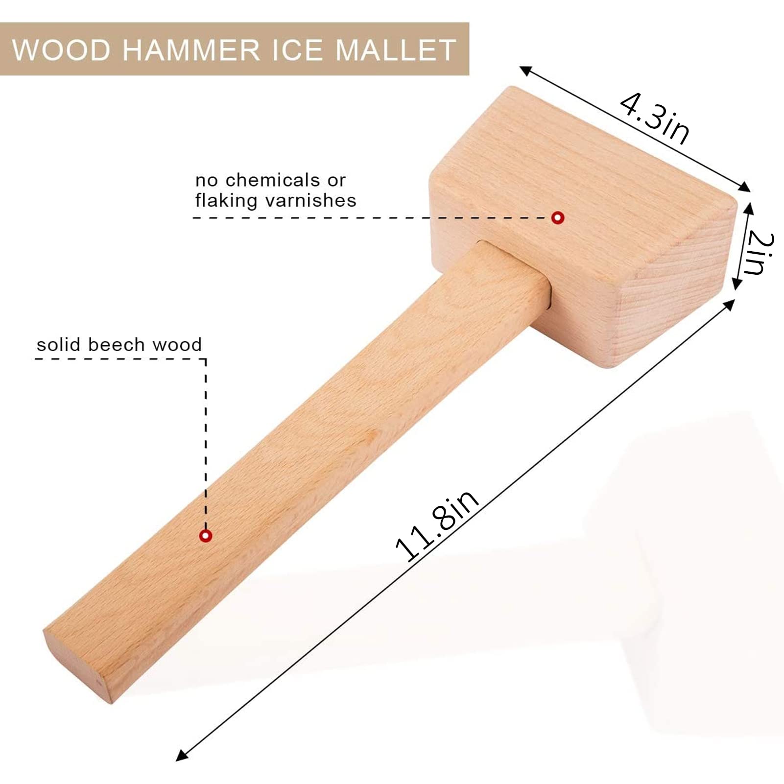 Professional Lewis Ice Bags with Wooden Mallet Set - 15.3×8.6 Inch Reusable Canvas Ice Crusher Bags for Home, Kitchen, Bar & Party - Perfect for Cocktails, Smoothies & Outdoor Gatherings