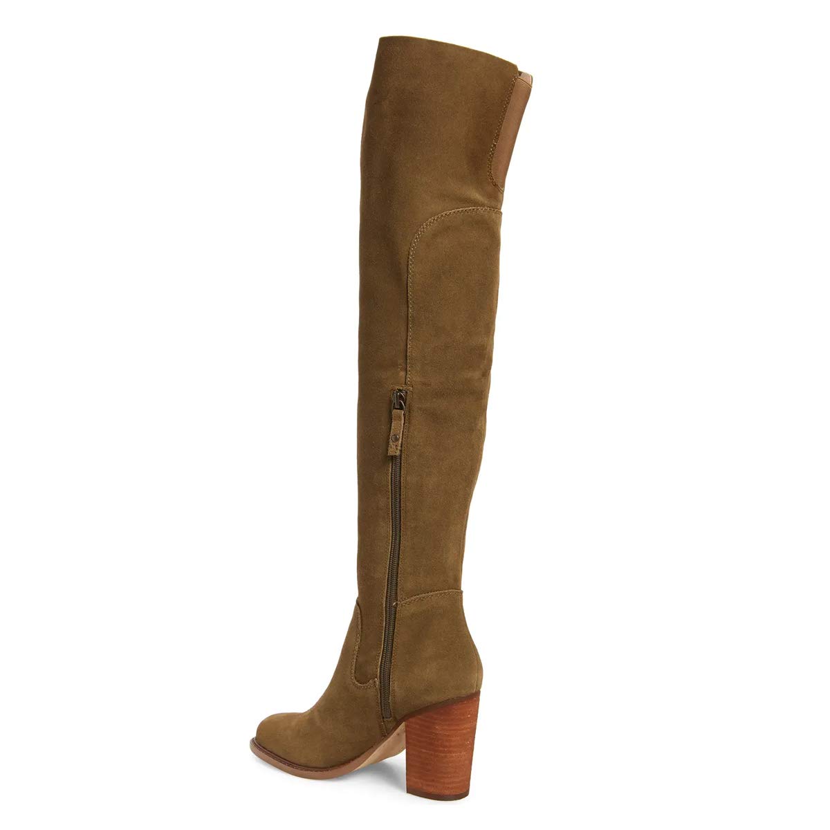 YDN Women's Sexy Over The Knee Boots - Round Closed Toe, Wide Calf, Chunky Block Heel, Faux Suede with Side Zipper - Perfect for Fall Winter Fashion, Date Night, and Party Outfits