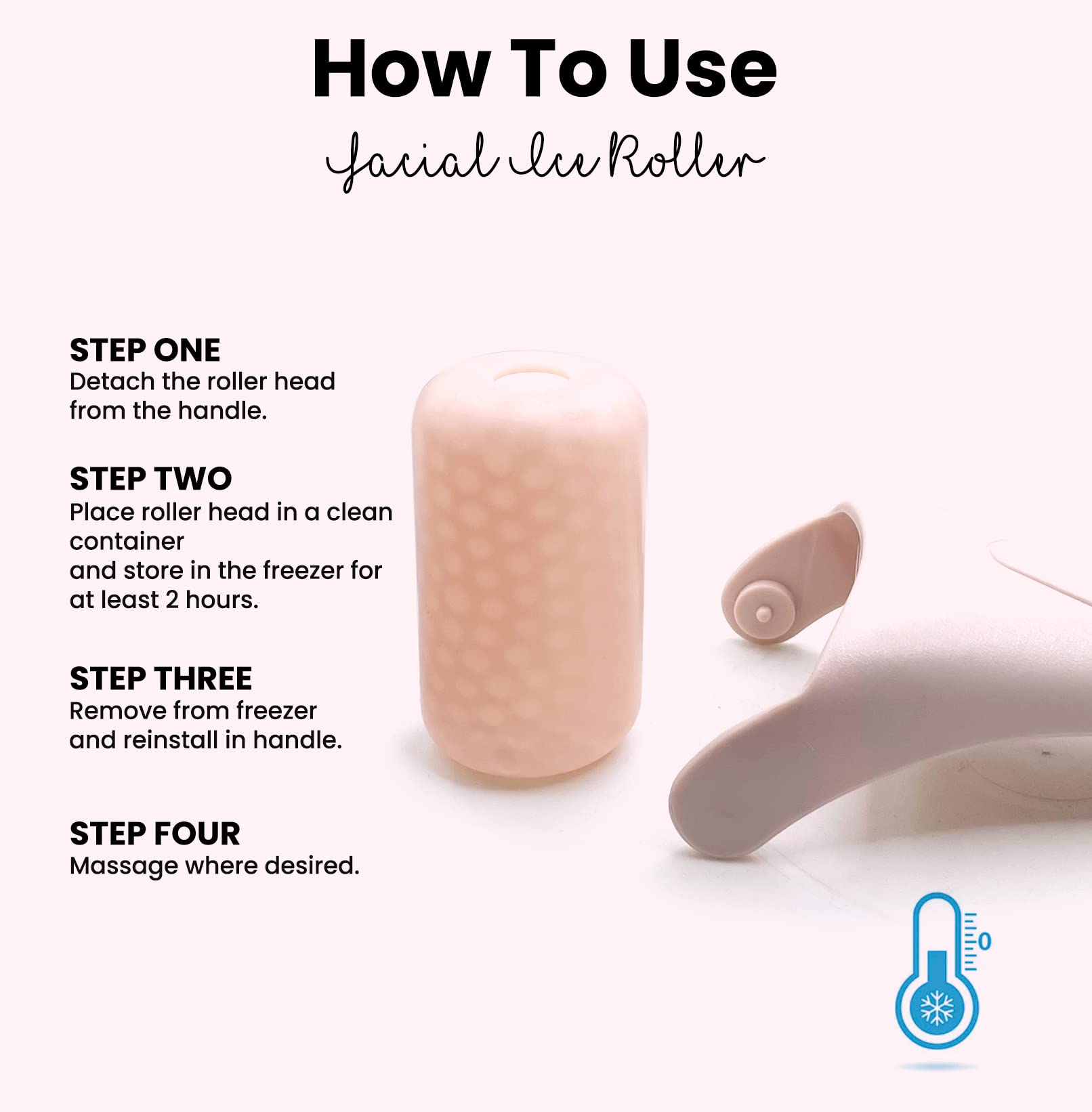 RoselynBoutique Ice Roller for Face Wrinkles & Puffiness Relief - Facial Massager for Skin Care & Self Care Gifts (Beige) - Perfect for Home Spa & Relaxation
