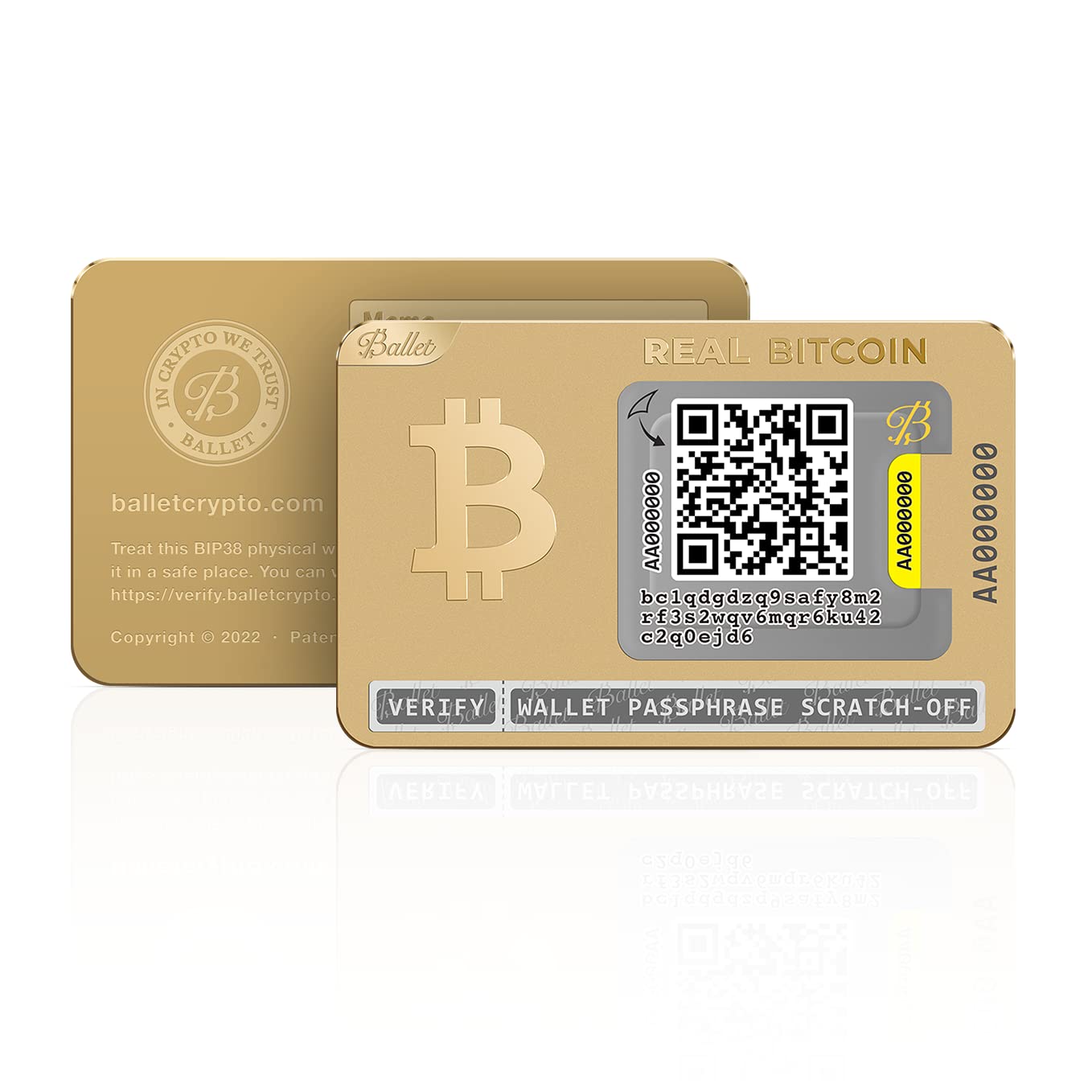 Ballet Real Bitcoin Gold Edition - Secure Crypto Cold Storage Card | Multi-Currency & NFT Hardware Wallet | Easy Cryptocurrency Storage Solution | Ideal for Travel, Gifting & Long-Term Crypto Holding