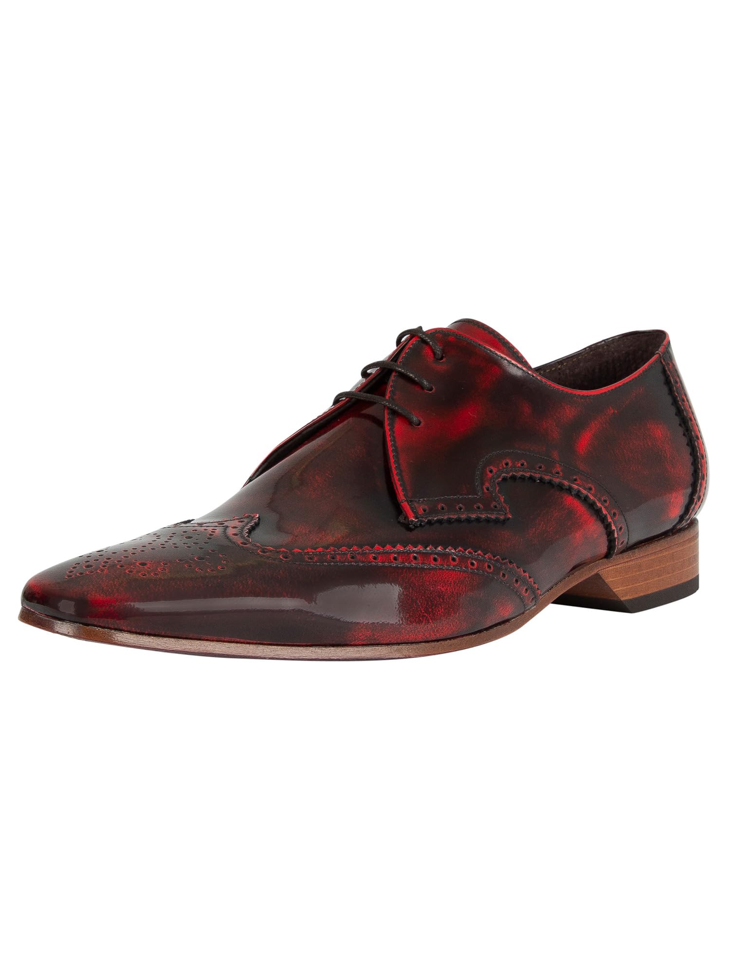 Premium Men's Red Polished Leather Dress Shoes - Formal & Business Attire for Weddings, Office & Special Occasions