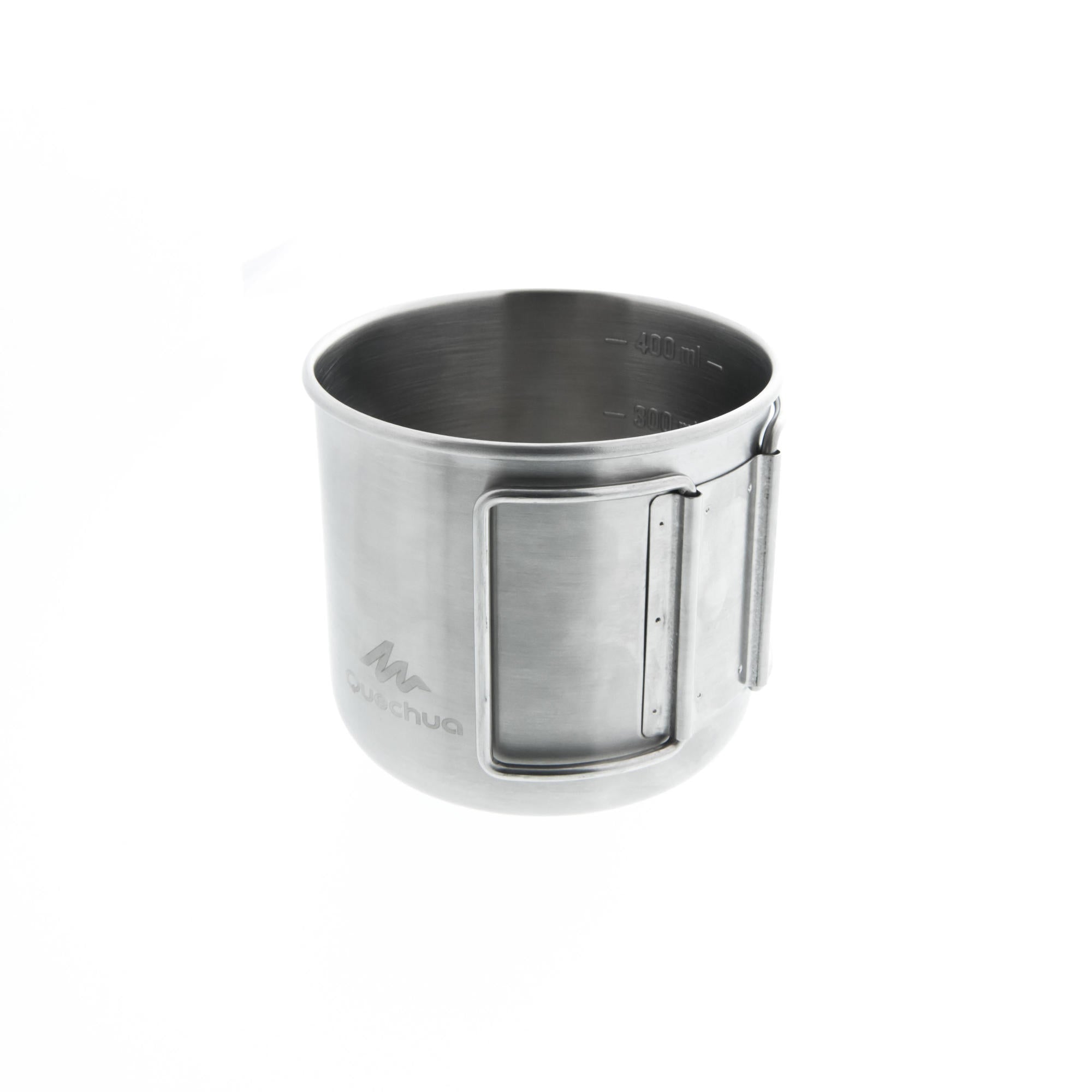 Quechua MH150 0.4L Stainless Steel Camping Mug - Insulated Travel Coffee Cup for Hiking, Backpacking & Outdoor Adventures