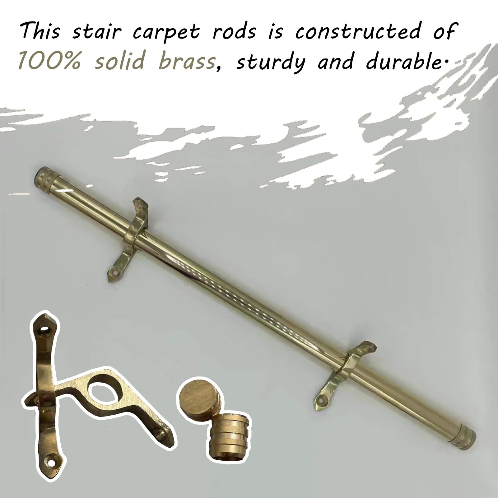 Premium Brass Stair Carpet Rods for Wooden Steps - Heavy Duty Safety Tubular Bar for Carpeted Stairs - Adjustable Stair Rods Set (70/80/90/100 cm) - Classic Home Decor for Stair Runners - Ideal for Living Room, Hallway & Staircase Safety (36 Inch, 1 Piece)