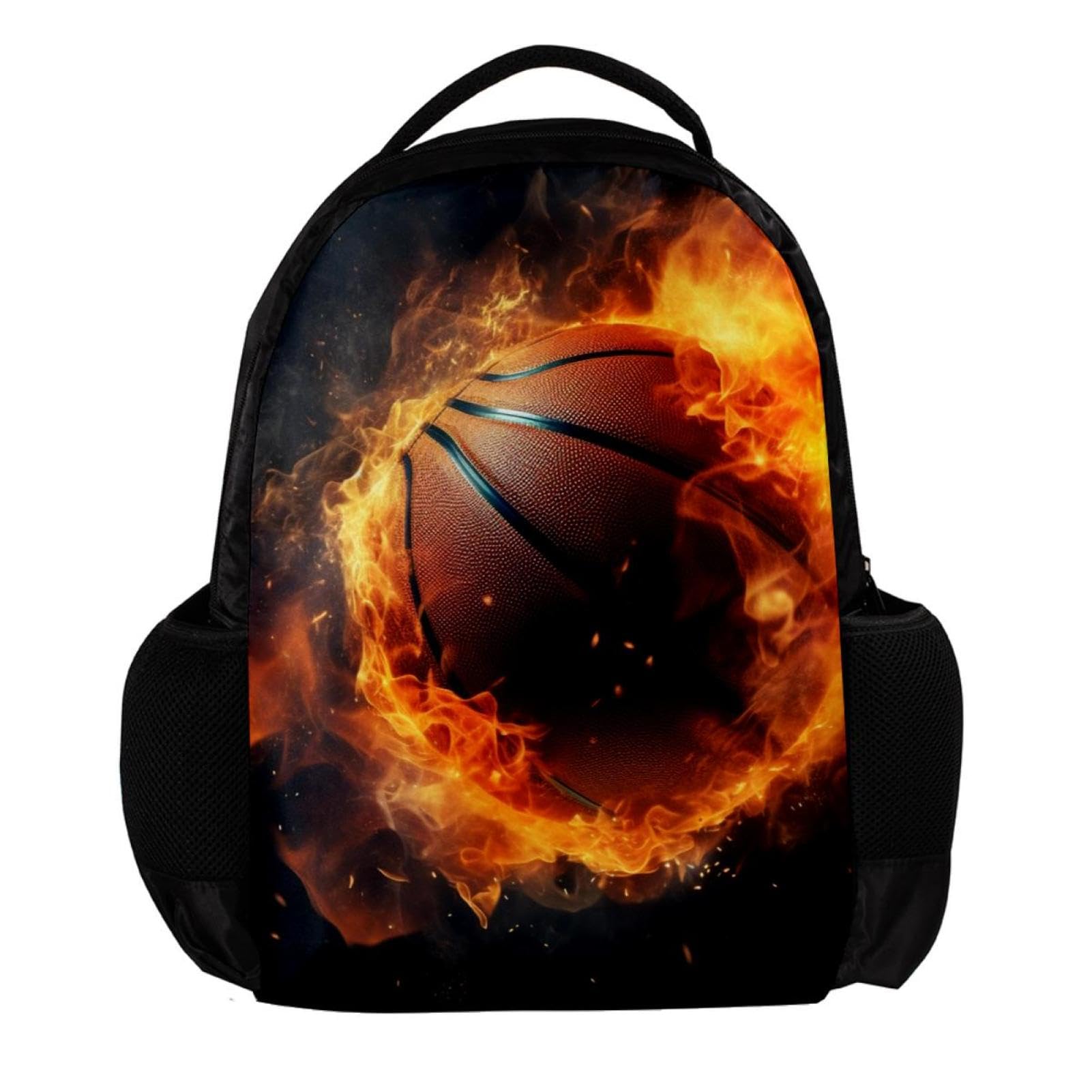 Stylish Flame & Retro Basketball Backpack for Women & Men - Durable Travel Backpack for Gym, School & Outdoor Adventures