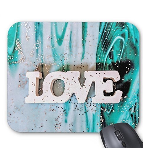 Marble & Glitter Mouse Pad with Love Design - Non-Slip Gaming & Office Mousepad for Laptop & PC - Perfect for Work, Gaming, and Home Office Use