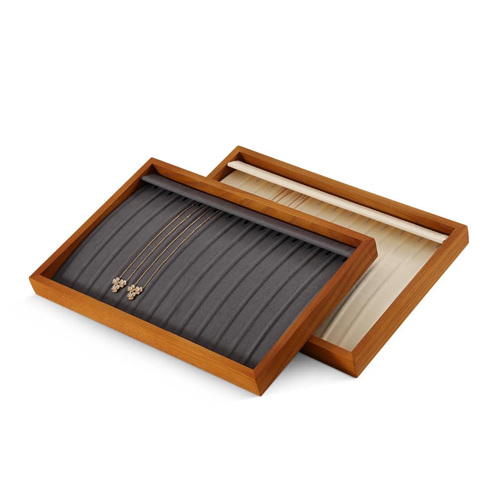 Wooden Jewelry Organizer Tray for Necklaces & Earrings - Premium Black Drawer Storage Box for Pendants & Accessories | Perfect for Bedroom Vanity, Travel Jewelry Case & Gift Packaging