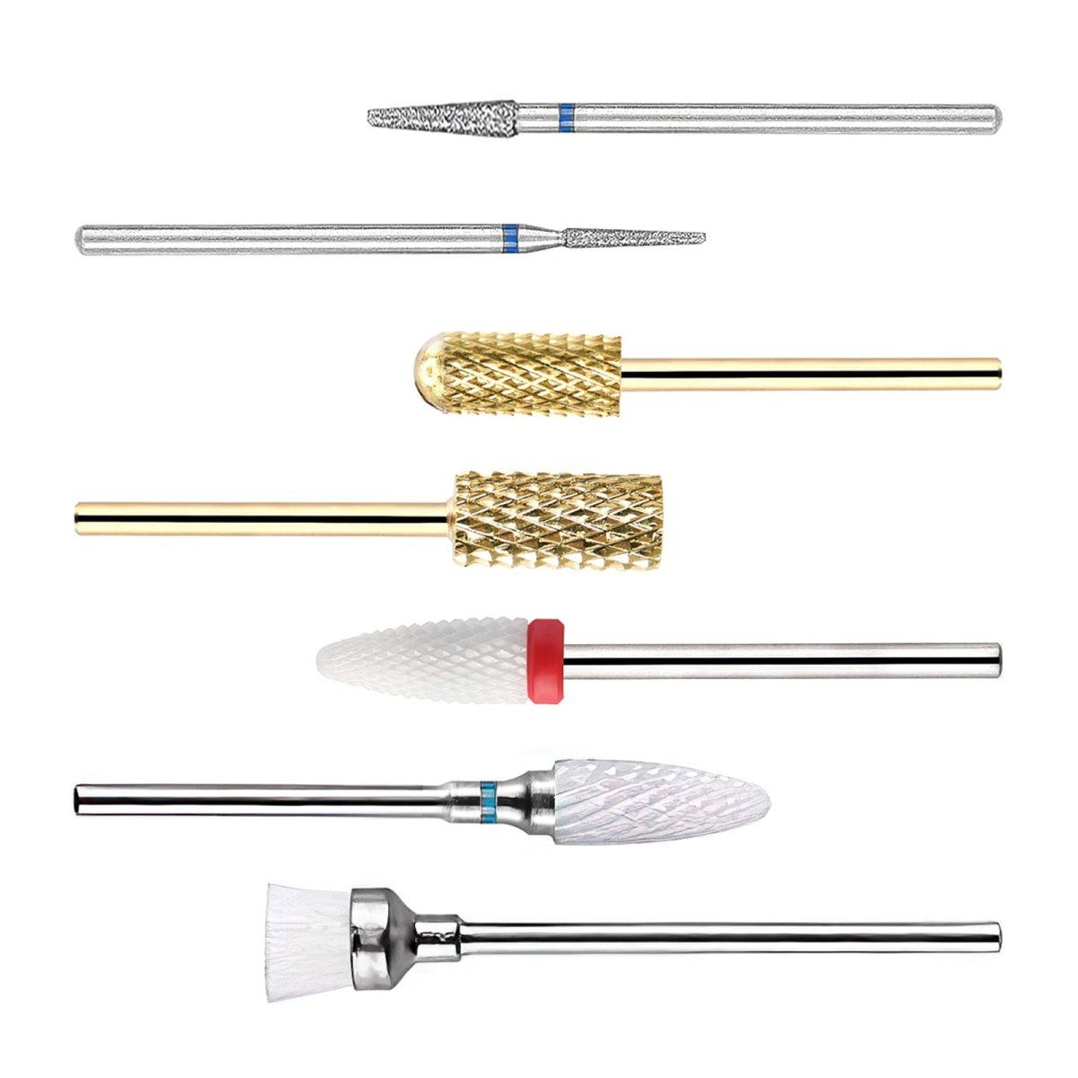 7 Pcs Professional Nail Drill Bits Kit for Acrylic & Gel Nails - Diamond Carbide Ceramic Bits Set for Manicure Pedicure, Nail Art, Salon & Home Use