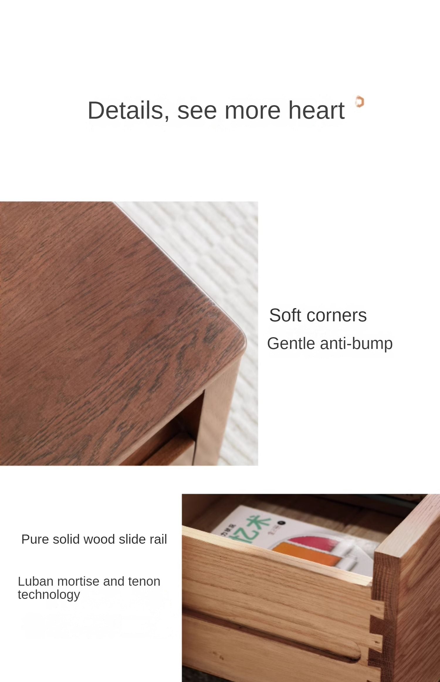 Solid Oak Wood Modern Minimalist Coffee Table - Scandinavian Style Living Room Furniture for Home Decor