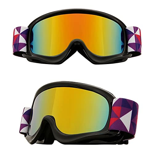 Kids Anti-Fog Ski Goggles - UV400 Windproof Snowboard Glasses for Boys & Girls - Anti-Glare Winter Sports Eyewear for Skiing & Snowboarding - Perfect for Snowy Slopes & Outdoor Winter Adventures (Black)