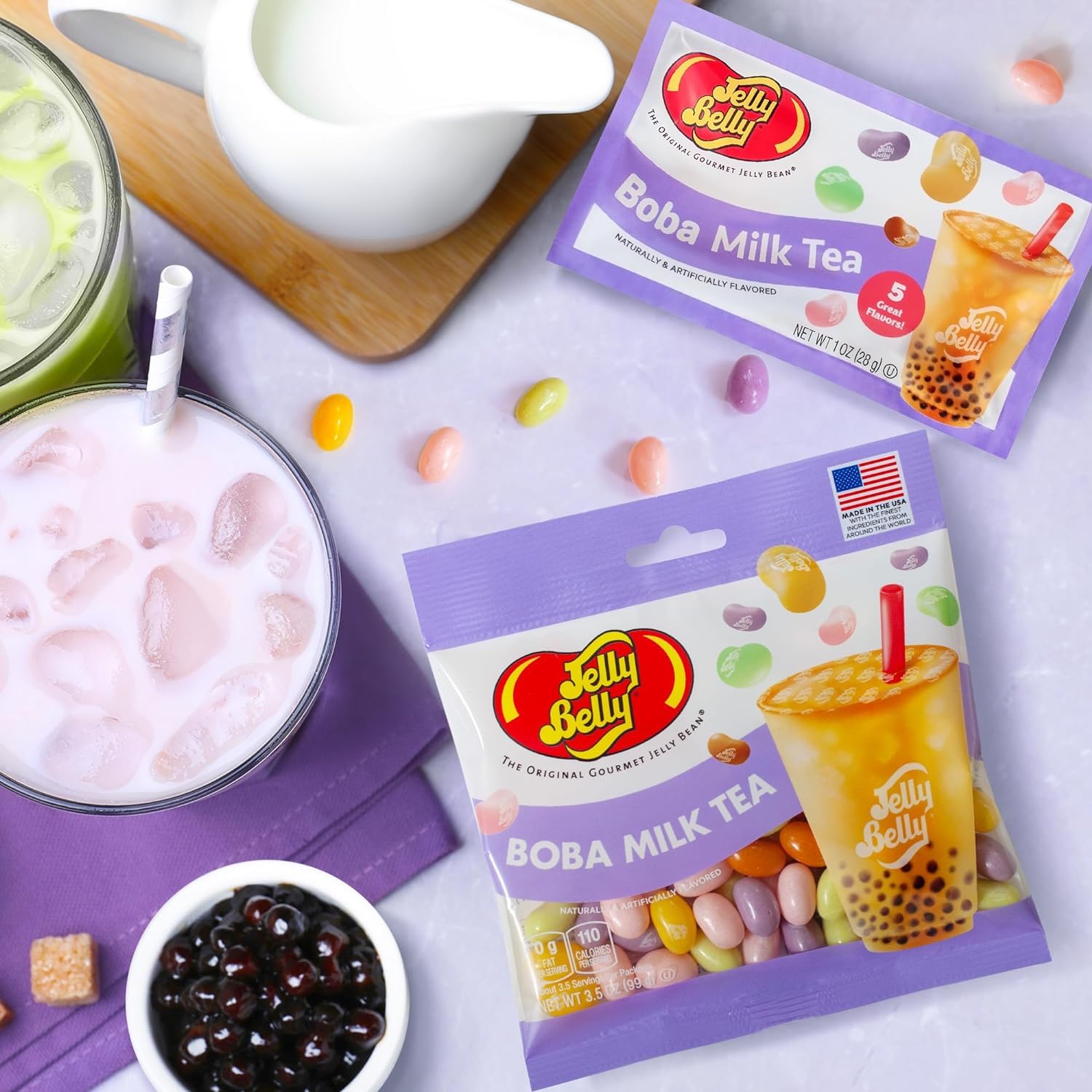 **Jelly Belly Boba Milk Tea Gourmet Jelly Beans 100g - Vegan, Dairy-Free, Gluten-Free, Kosher Candy - Bulk Snacks for Christmas, Holidays & Stocking Stuffers - Perfect for Parties, Gifts & Sweet Cravings**