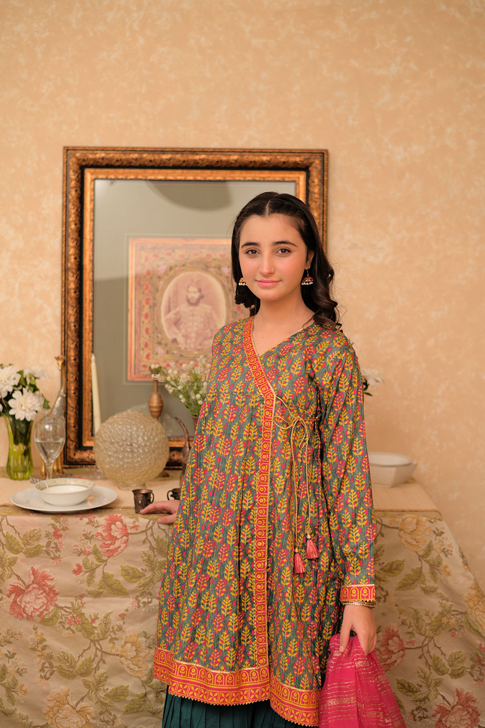 Elegant Cotton Lawn Gold Printed Red Stitched Suit for Senorita - Perfect for Weddings, Parties & Special Occasions
