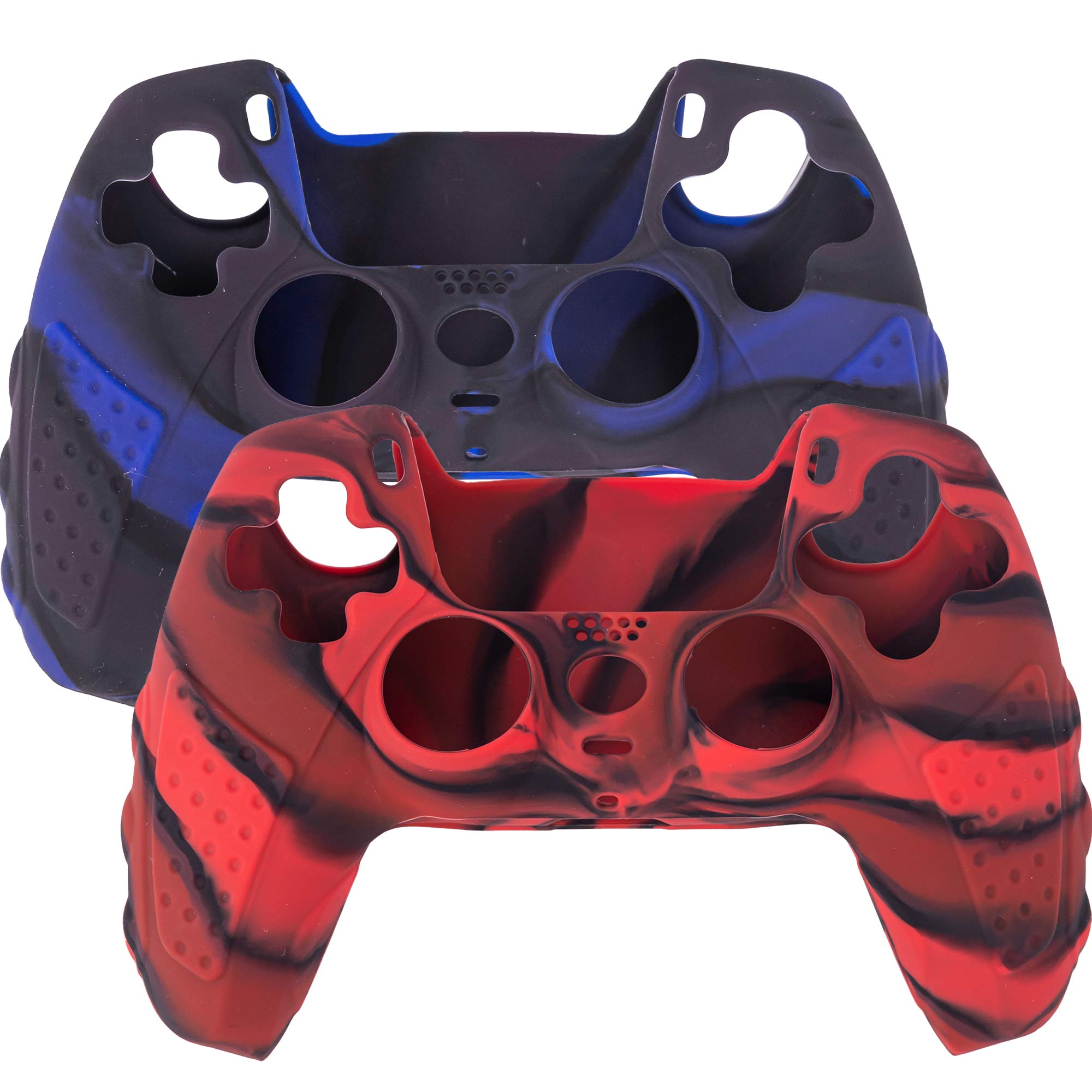 Anti-Slip PS5 Controller Cover - Silicone Skin with 6 Thumb Grips (Camouflage) for Enhanced Gaming Comfort