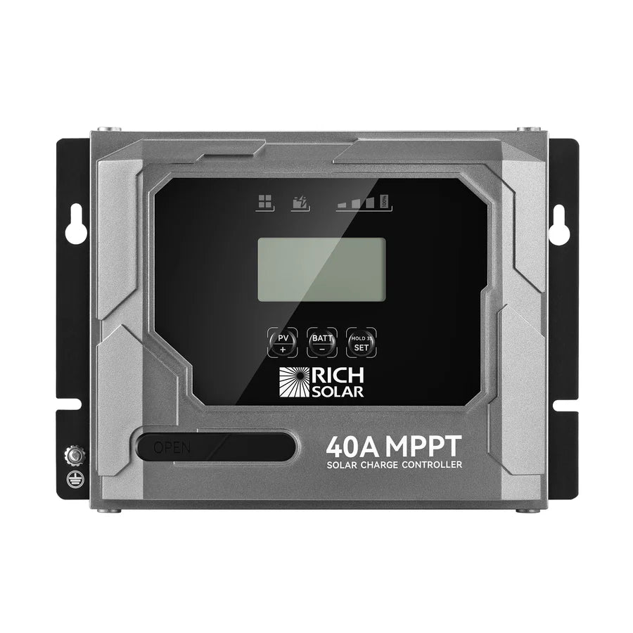 Rich Solar BRAVO 40 40A MPPT Solar Charge Controller for RV, Boat, Off-Grid Power System - Efficient Solar Panel Battery Charging Regulator