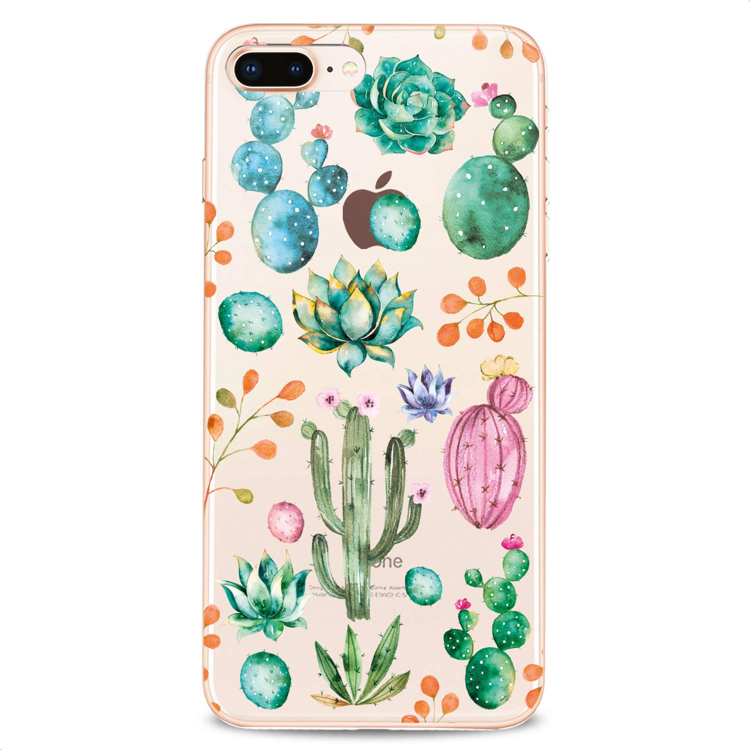 Premium TPU Phone Case for iPhone 16/15/14/13/12/11 Pro Max/Plus/Mini/XS/XR/X/8/7/6/5/SE - Floral Cactus Design Slim Flexible Clear Protective Cover - Perfect for Women, Girls & Plant Lovers (Home, Office, Travel)