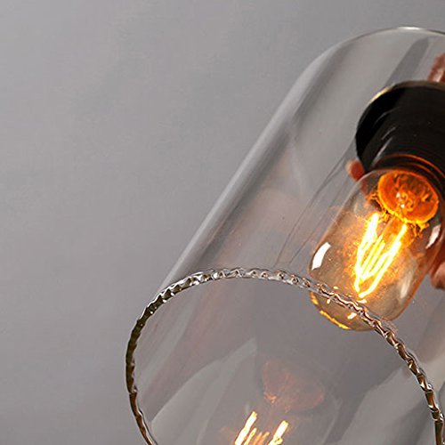 LITFAD Adjustable 1-Light Mini Pendant Lamp with Clear Glass Cylinder Shade - Industrial Style Ceiling Light Fixture for Kitchen, Restaurant, Bedroom, Cafe & Bar | Perfect for Dining Areas, Countertops and Workspaces