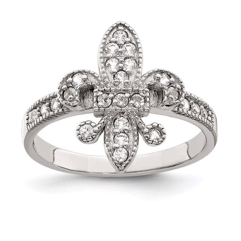925 Sterling Silver Cubic Zirconia Fleur-de-Lis Ring for Women - Elegant Dainty Jewelry Gift for Her, Perfect for Anniversary, Birthday, Valentine's Day & Special Occasions