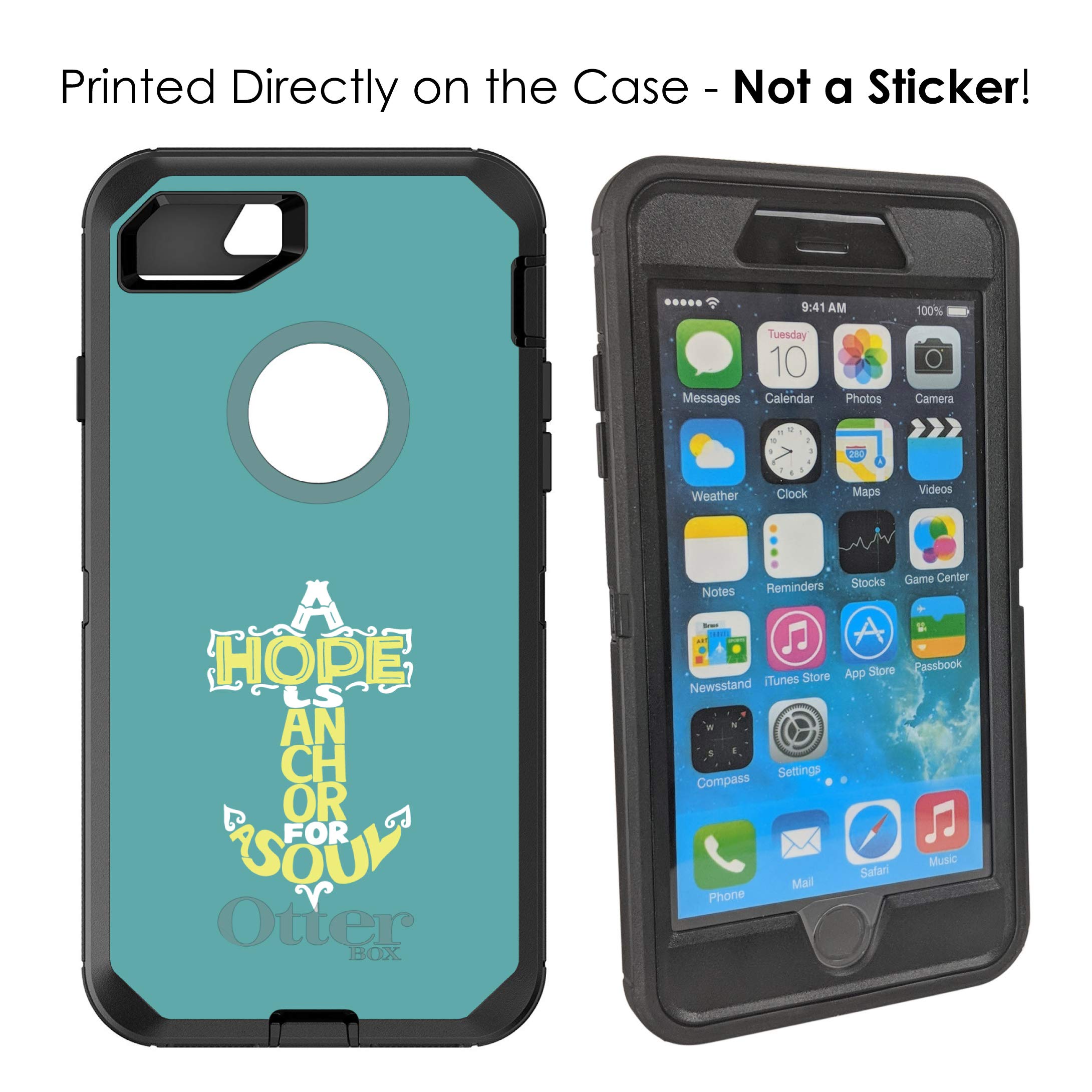 DistinctInk iPhone 7 Plus/8 Plus Case (5.5 Inch) - Durable Protective Cover Replacement for OtterBox Defender - Yellow Teal Anchor Design - Perfect for Outdoor Activities, Work & Daily Use
