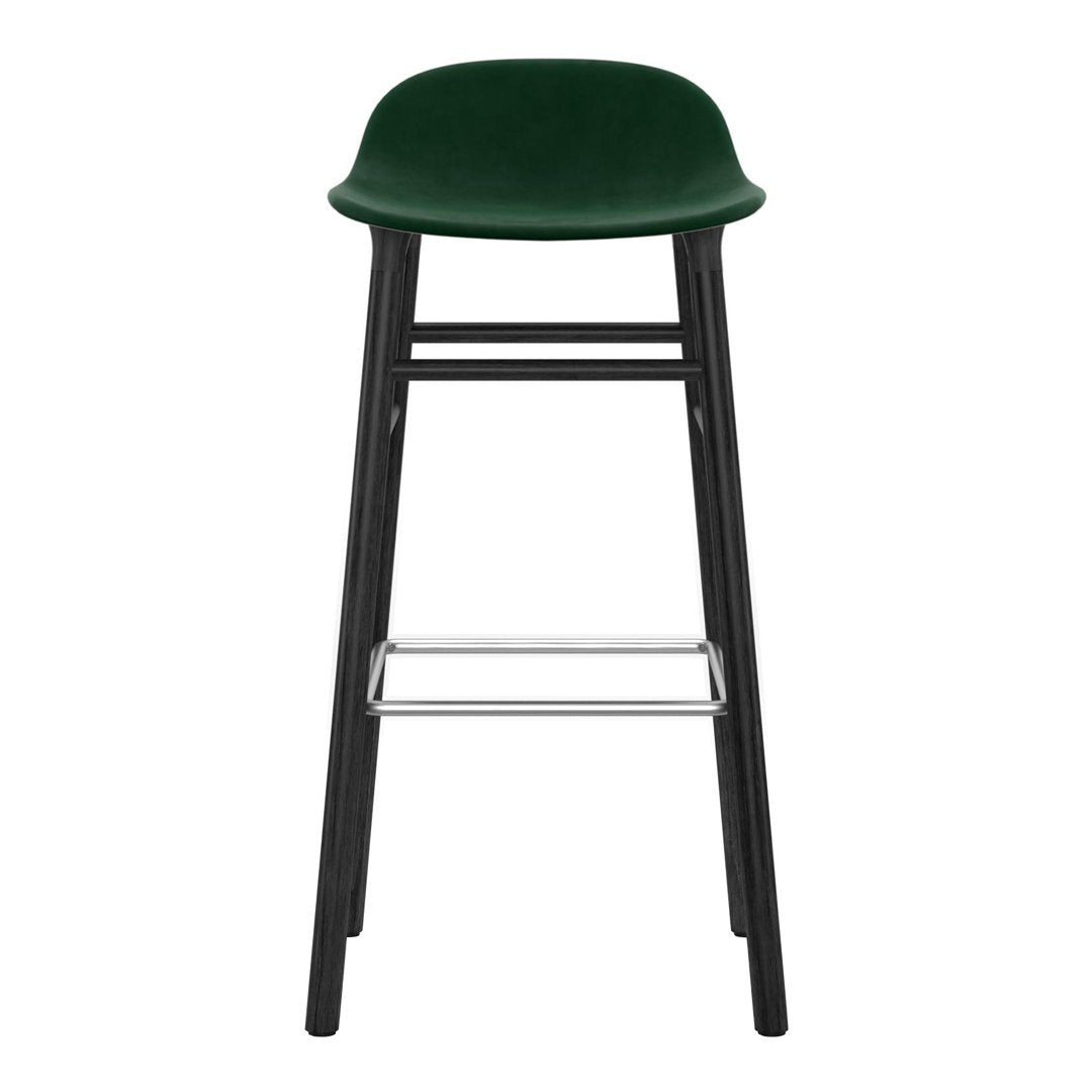 Modern Form Bar Stool with Wooden Legs & Upholstered Seat - Perfect for Kitchen Islands, Home Bars & Dining Counter Height Tables