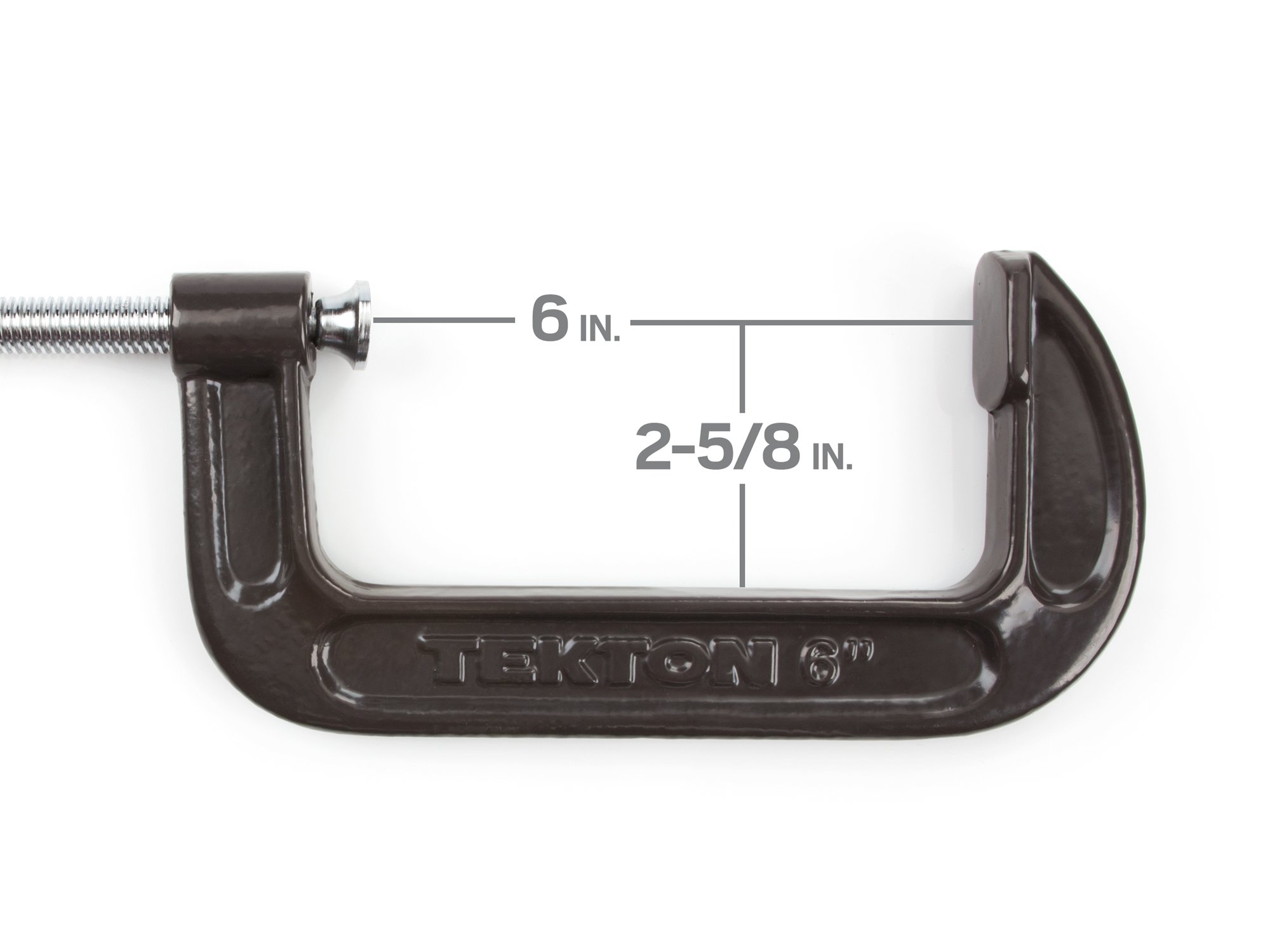 TEKTON 4027 6-Inch Malleable Iron C-Clamp - Heavy Duty Clamping Tool for Woodworking, Metalworking & DIY Projects