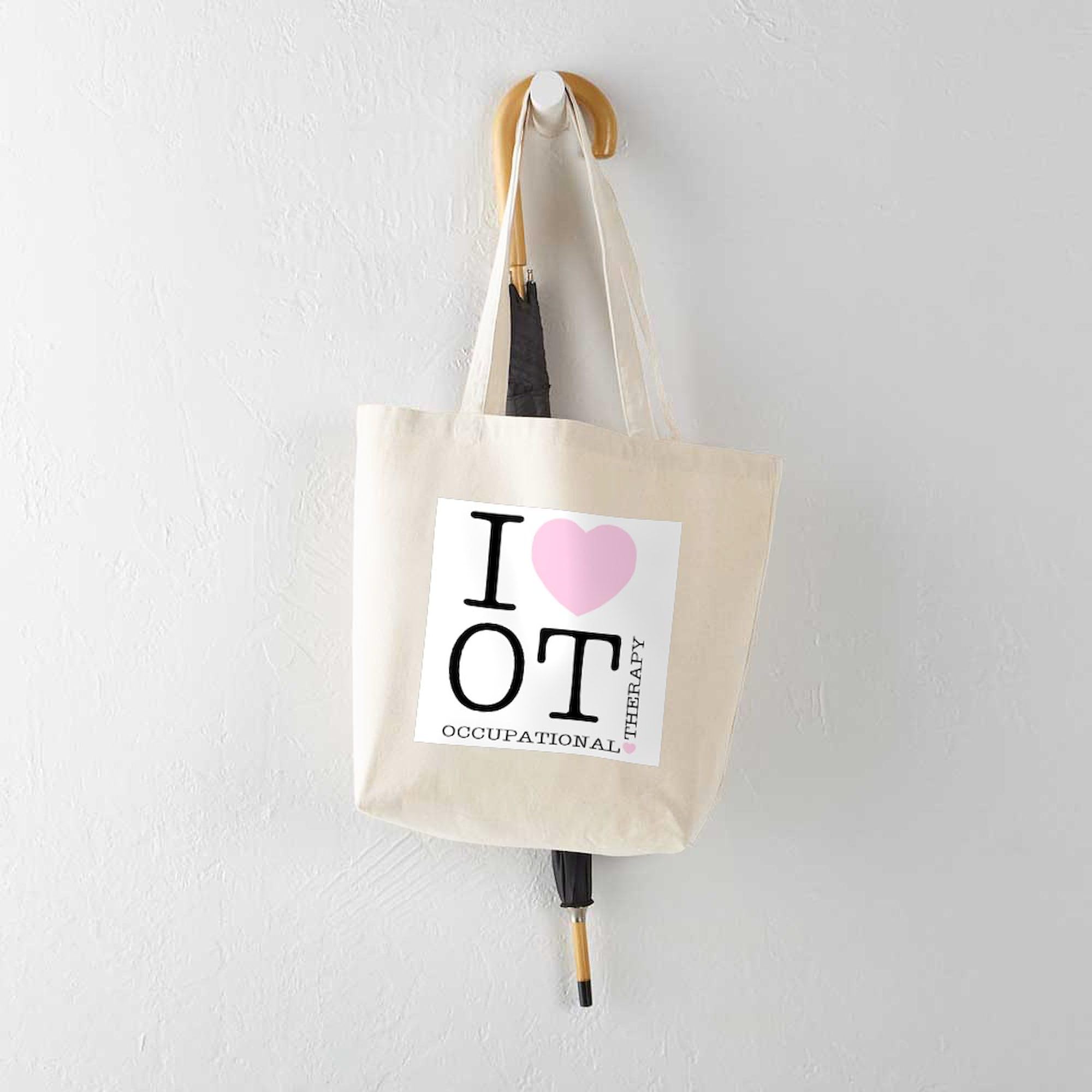 CafePress I Heart OT Natural Canvas Tote Bag - Reusable Grocery Shopping Bag for Work, School & Beach