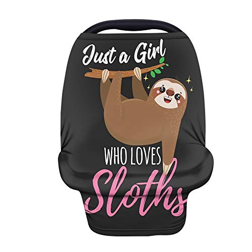 Buybai Sloth Baby Car Seat Cover - Breathable Infant Car Seat Canopy Protector, Soft Polyester High Chair Cushion with Elastic Straps for Stroller & Shopping Cart - Perfect for Travel, Outings & Daily Use