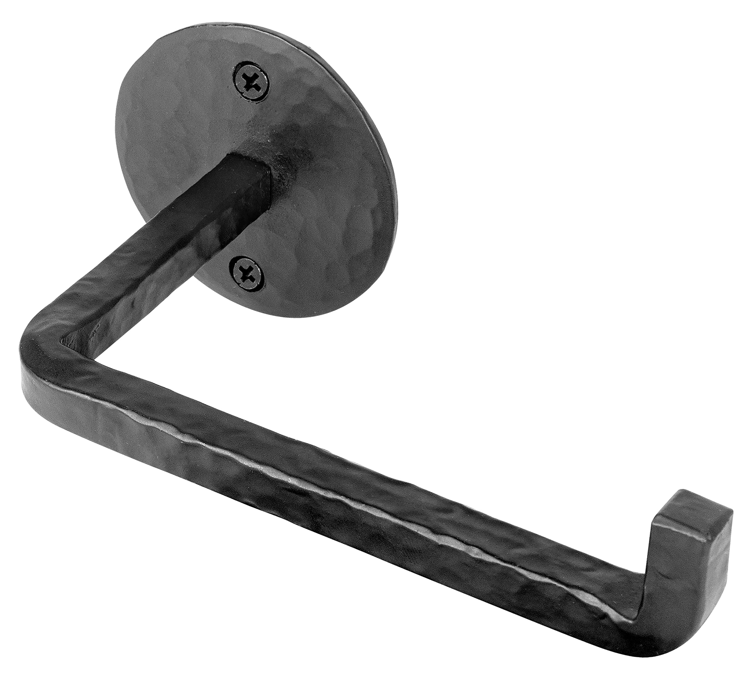 Wrought Iron Toilet Paper Holder - Rustic Wall Mount Tissue Roll Holder for Bathroom, Farmhouse & Vintage Home Decor - Black, 6.5 x 2.5 Inches - Perfect for Rustic, Farmhouse & Vintage Style Bathrooms