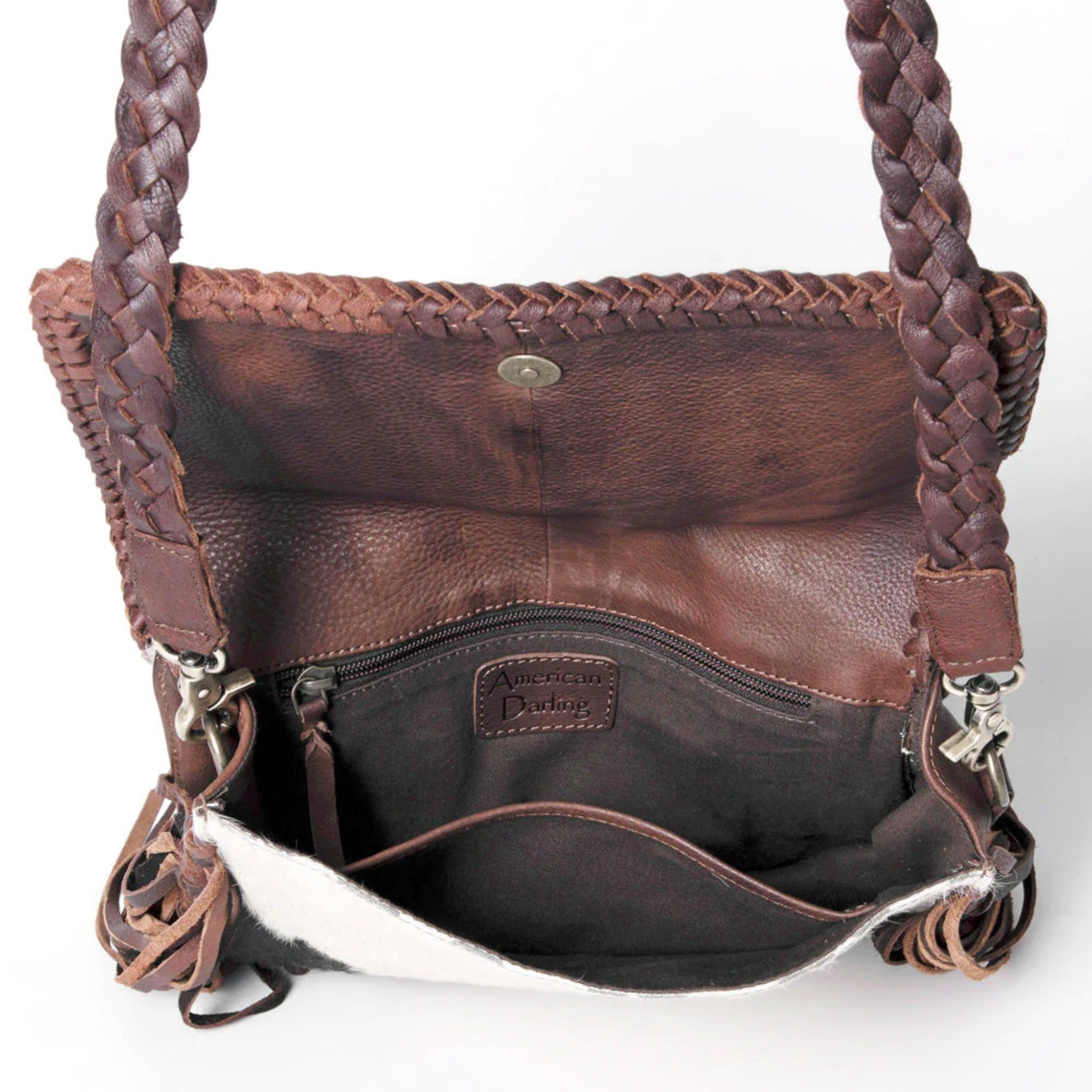 American Darling Hide On Braided Edge Handbag - Stylish Leather Crossbody Purse for Women | Perfect for Work, Travel & Evening Out