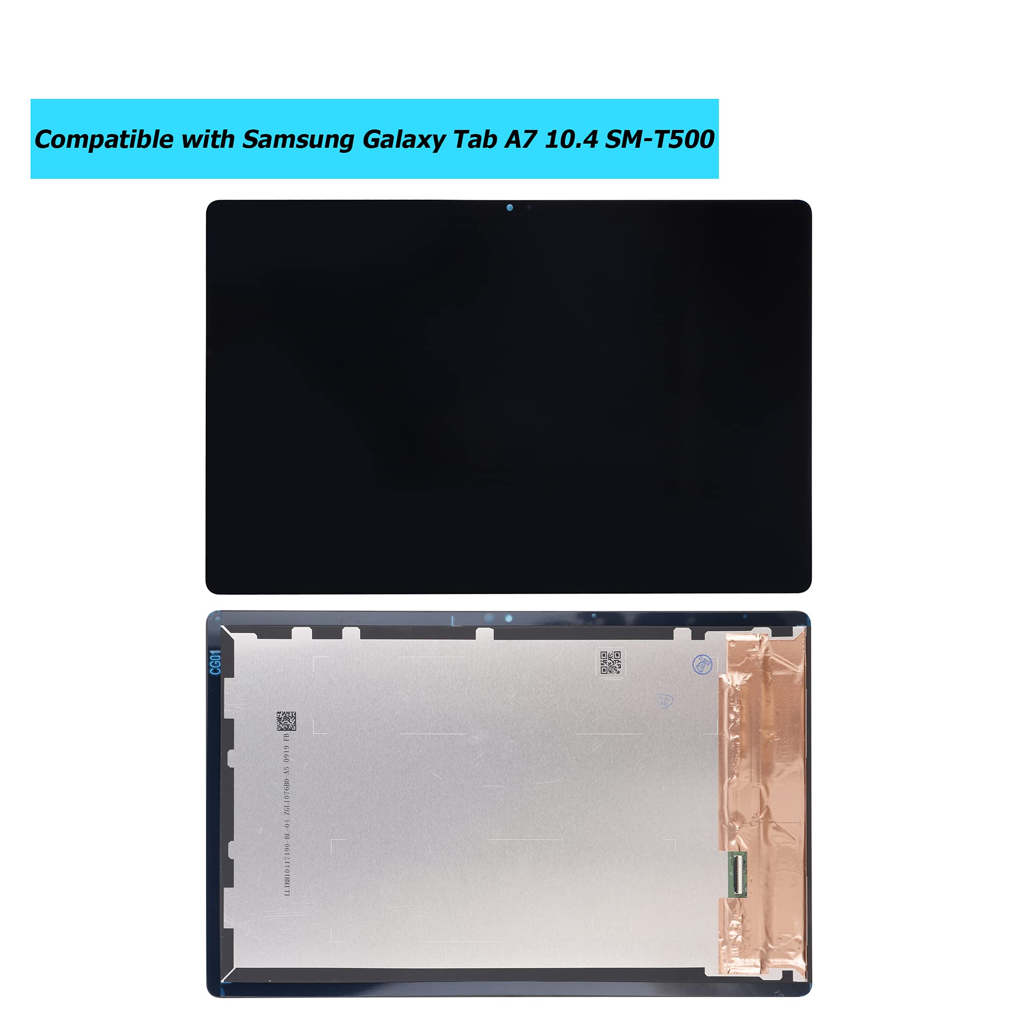 Samsung Galaxy Tab A7 10.4 SM-T500 SM-T505 Replacement Screen with Repair Tool Kit - Black | LCD Touch Screen Digitizer for Home & Office Tablet Repair
