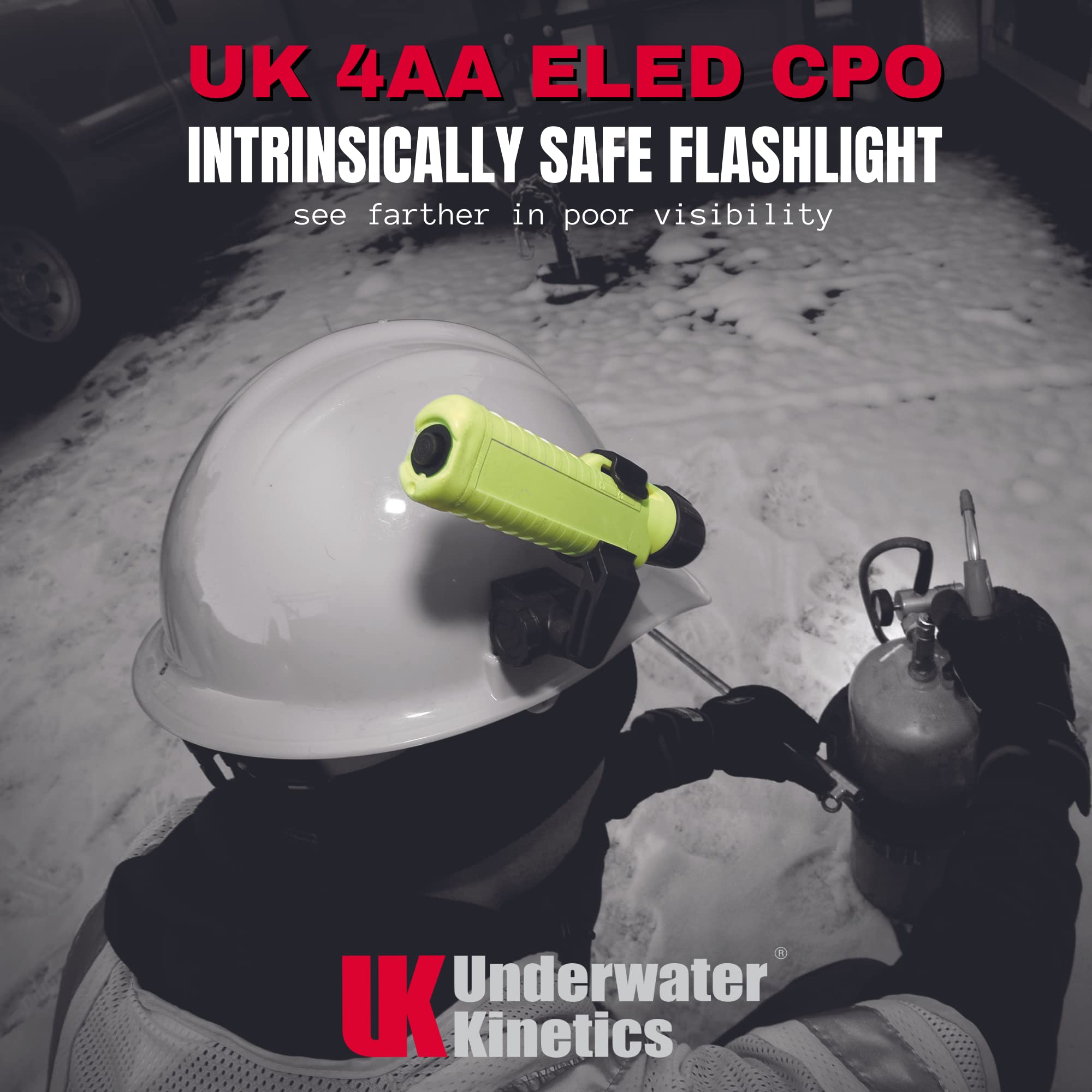 UNDERWATER KINETICS UK4AA CPO eLED Waterproof Flashlight - Lightweight, Tail Switch & Front Switch, Black - Perfect for Diving, Camping, Emergency & Outdoor Adventures