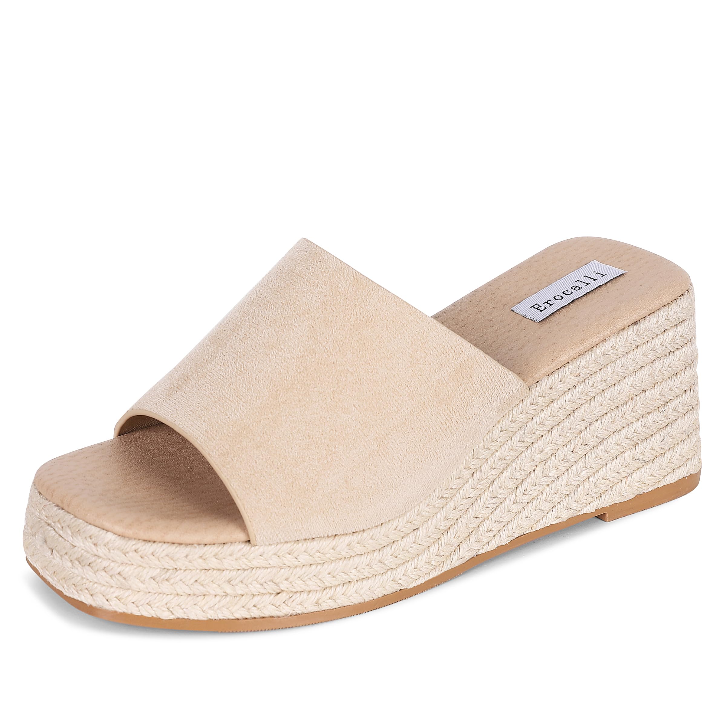 Erocalli Women's Platform Wedge Espadrilles - Slip On Open Toe Bohemian Beach Sandals | Perfect for Summer Vacations, Beach Parties & Casual Outings