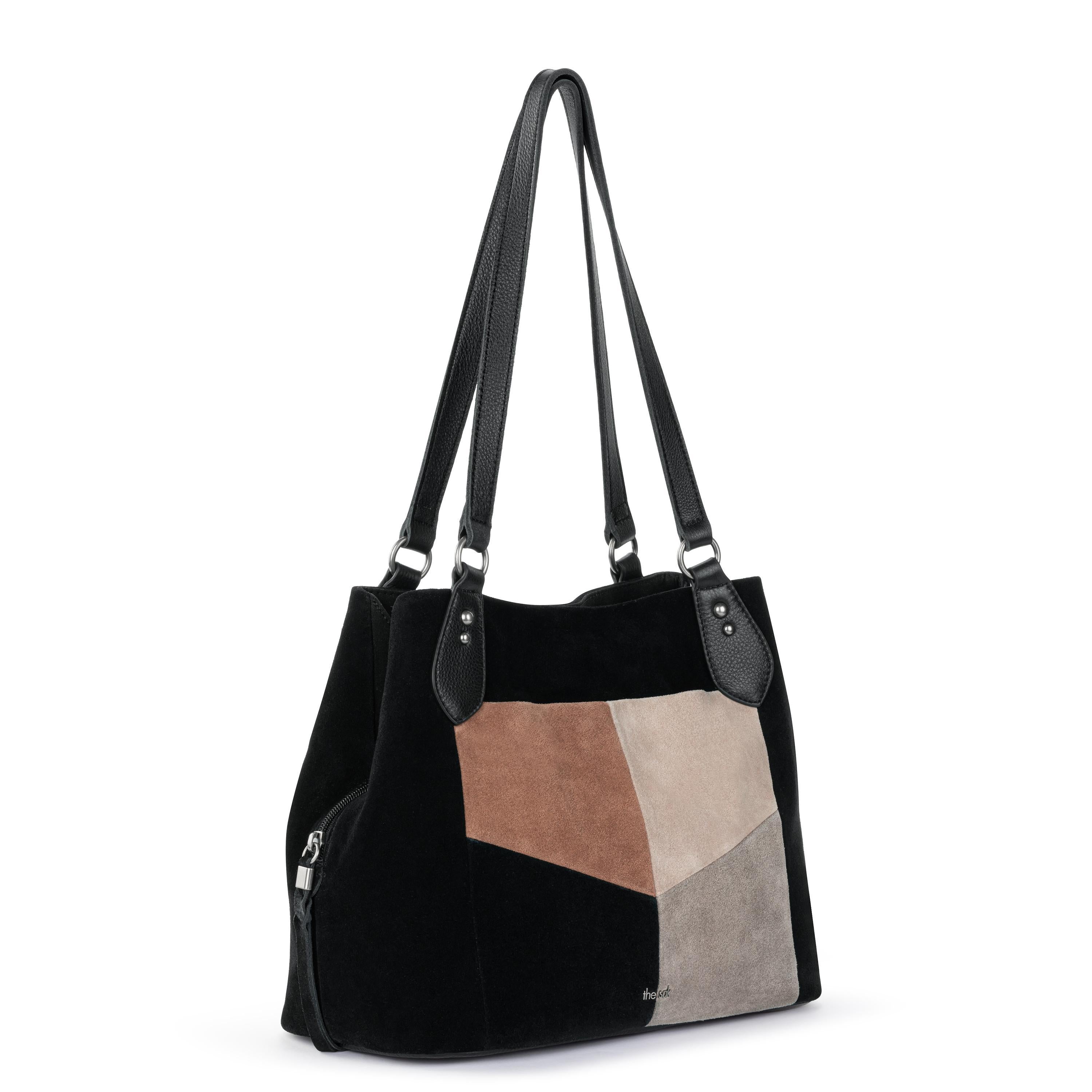 Melrose Satchel - Genuine Leather Handbag with Neutral Suede Block Trim | Stylish Crossbody Bag for Women, Perfect for Work, Travel & Everyday Use
