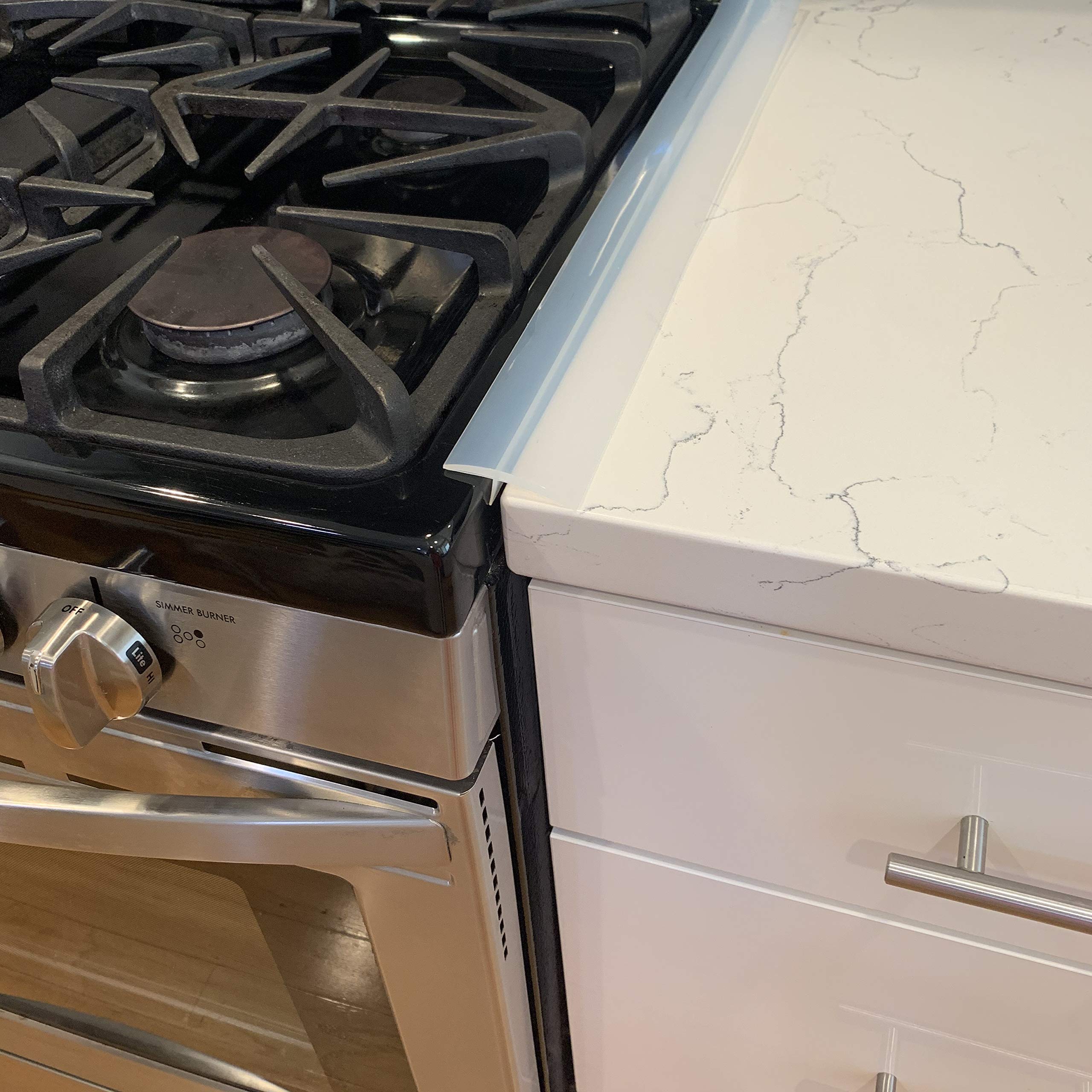 Gap Stopper Pro - 21 Inch White Silicone Stove Gap Cover, Heavy Duty 8.6 oz FDA Approved, Set of 2 - Perfect for Kitchen Safety and Preventing Food Debris Between Countertop & Range