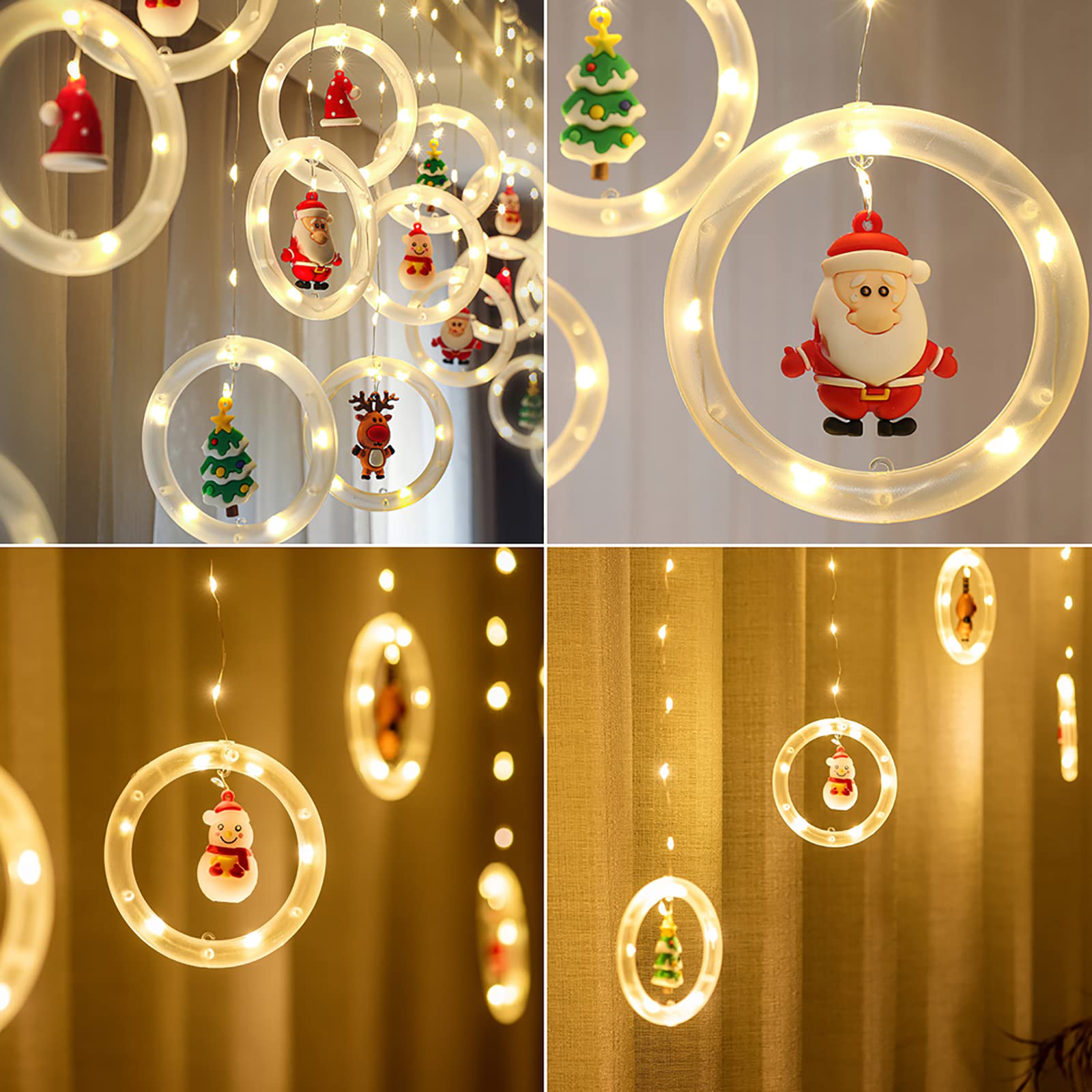 Waterproof USB Powered LED String Lights - 10ft Santa Claus Snowman Reindeer Fairy Lights for Indoor Outdoor Christmas Party Bedroom Window Decorations - Twinkle Curtain Hanging Lights for Holiday, Wedding, Garden & Home Decor