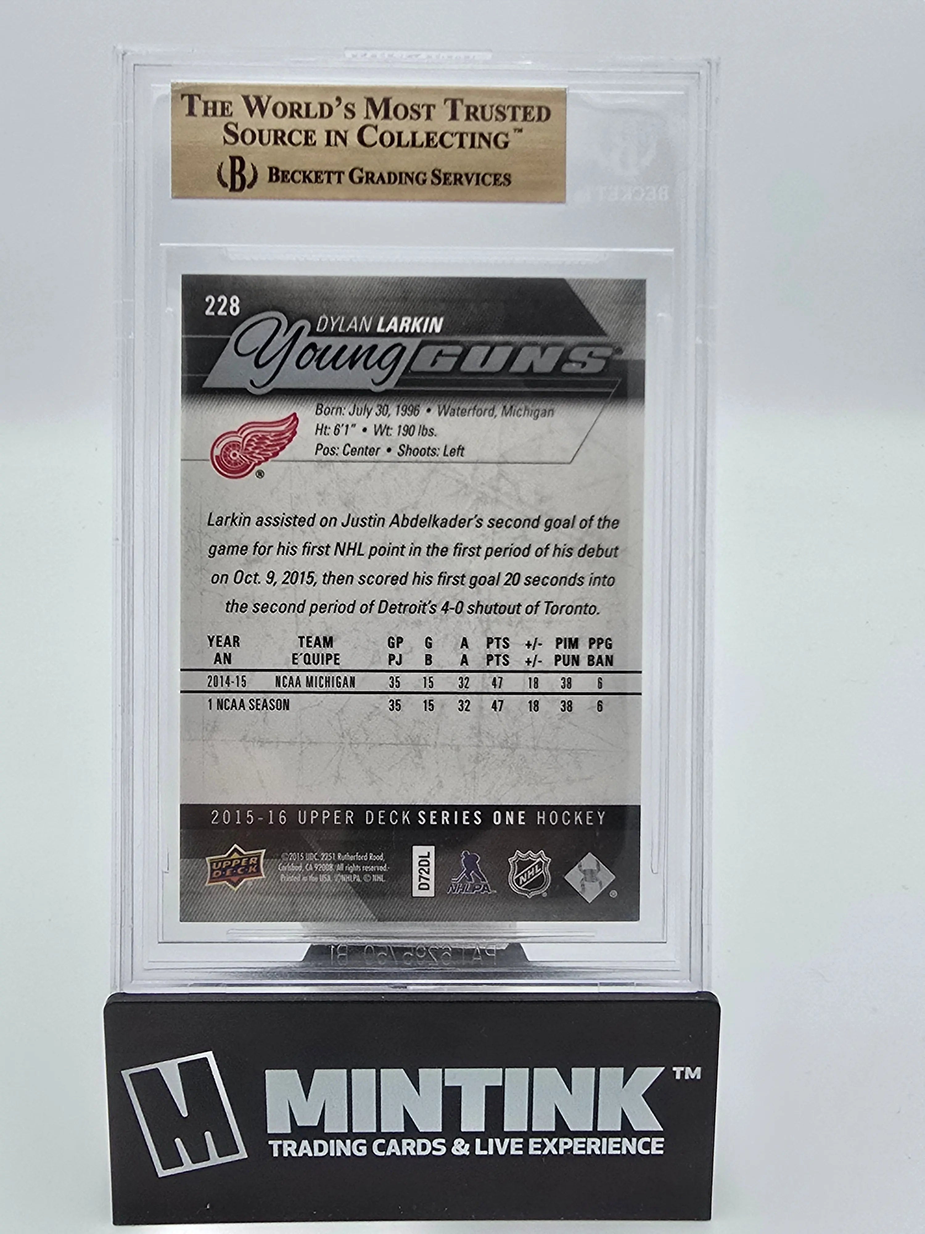 2015-16 Upper Deck Series One Hockey Dylan Larkin Young Guns Rookie Card BGS 9.5 Gem Mint - Perfect for Collectors & NHL Fans