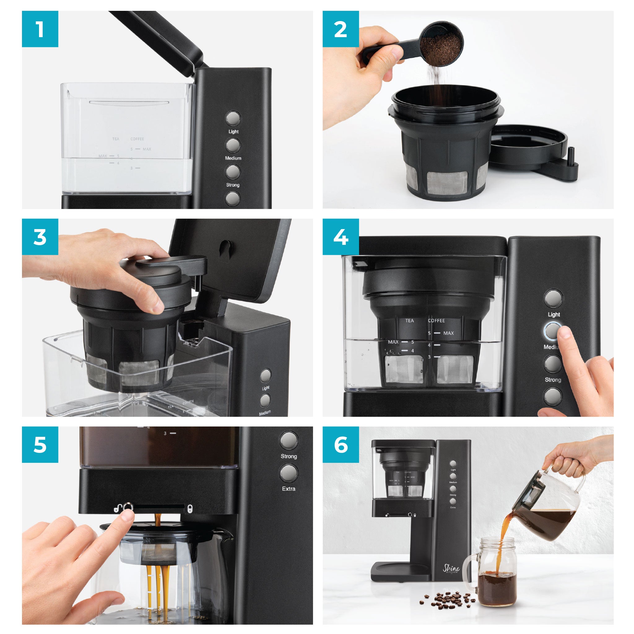 Shine Kitchen Co.® Rapid Cold Brew Coffee & Tea Maker with Vacuum Extraction Technology - Perfect for Home, Office & Outdoor Use